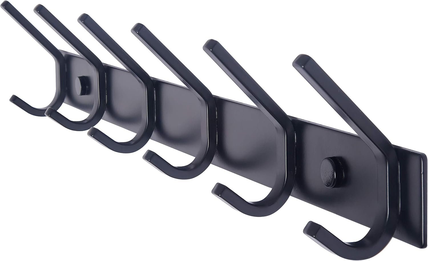 WEBI Coat Rack Wall Mounted,17-1/8 Inch Hooks for Hanging Coats,Heavy Duty Metal Hook Rail with 6 Double Dual Hooks Hanger Wall Mount for Purse Clothes Jacket Backpack Entryway,Black