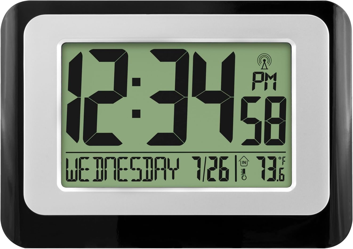 La Crosse Technology W88631 Digital Atomic Black Wall Clock with Temperature