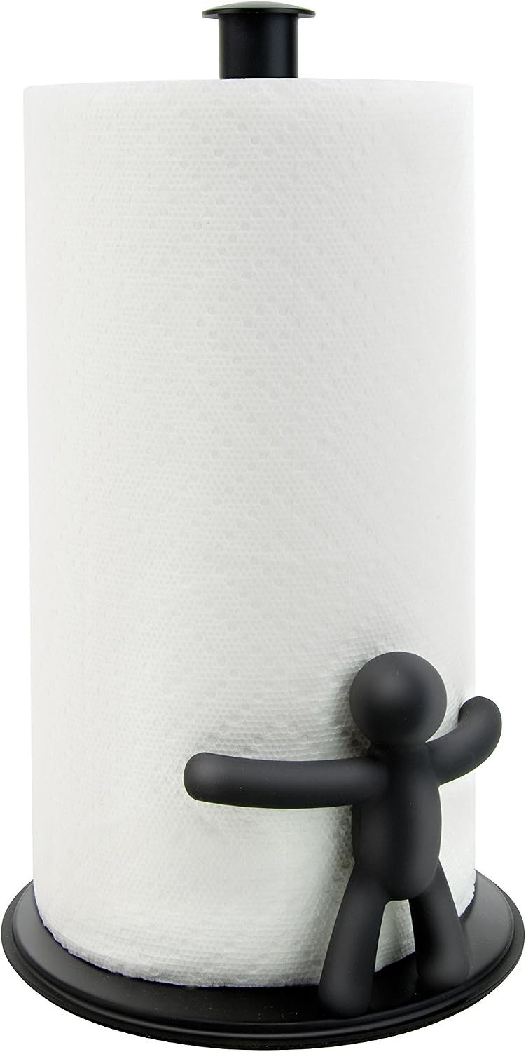 Umbra Buddy Countertop Paper Towel Holder, Black | Fits standard paper towel rolls, kitchen counter, bathroom, office use