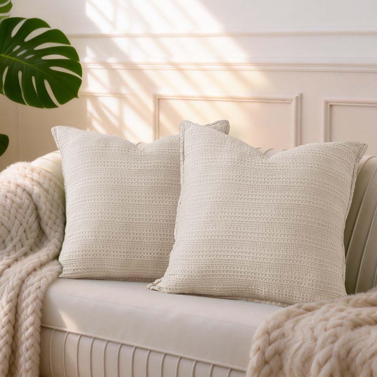 100% Cotton Euro Pillow Cover 26×26 Pack of 2 | Soft Euro Shams, Hidden Zipper, Square Decorative Cushion Case, For Sofa Couch Bed Home Decor, Machine Washable,Khaki