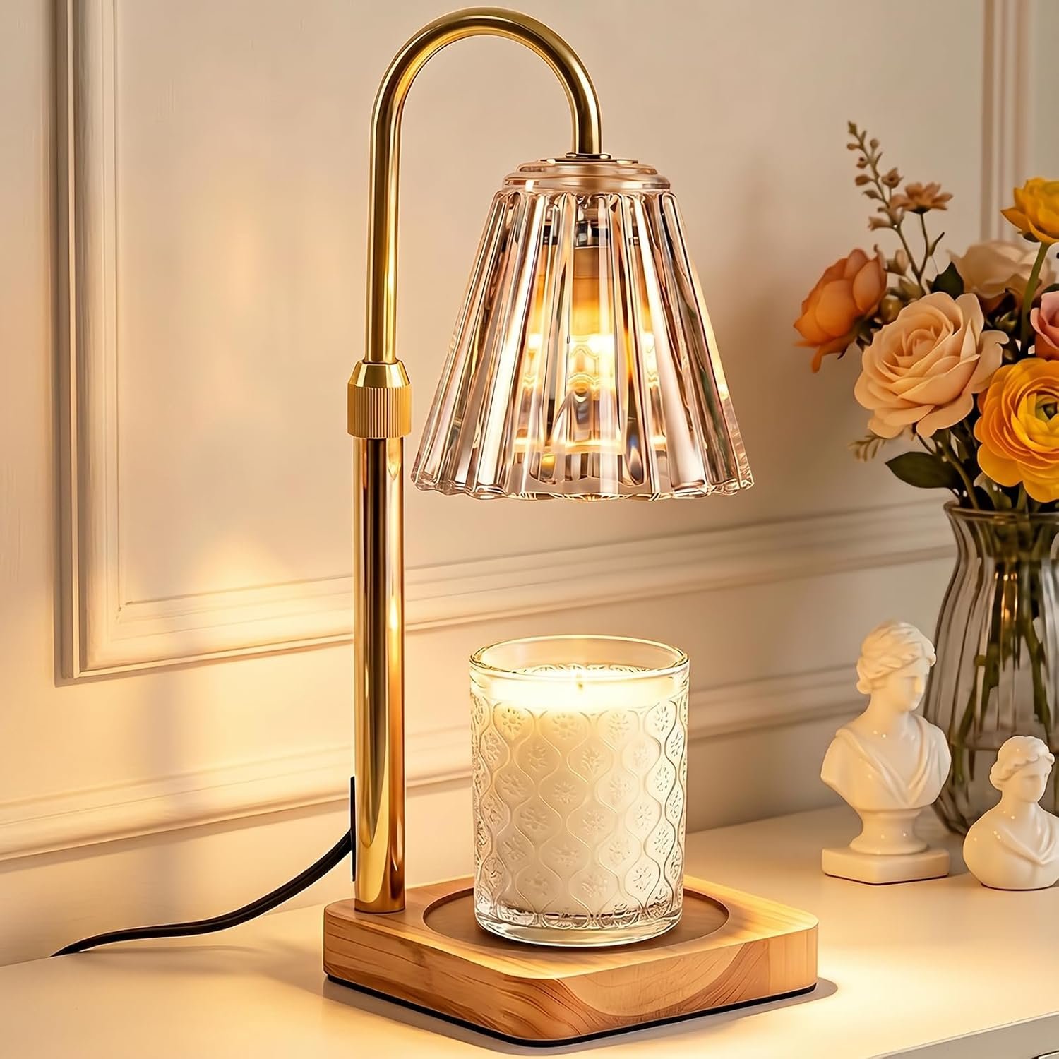 Marycele Candle Warmer Lamp with Timer & Dimmer, Gifts for Mom Office Decor | Adjustable Height & 2 Bulbs for Jar Candles, Mothers Day Gifts for Women Mom Sister, Light Luxury Aesthetic Room Home Decor