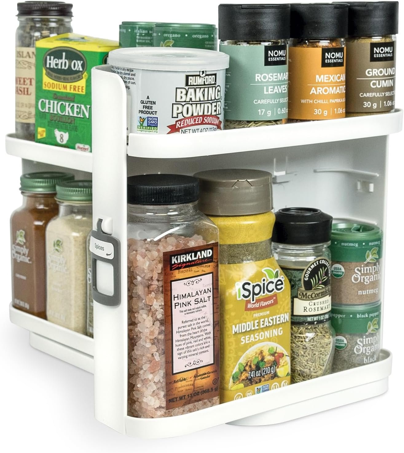 Spice Rack Organizer for Cabinet – Slide & Rotate Seasoning Organizer – 4 Snap-In Adjustable Shelves for 5 Tier of Storage – Magnetic Modular Design – 8.9”H x 6.1”W x 10.8”D