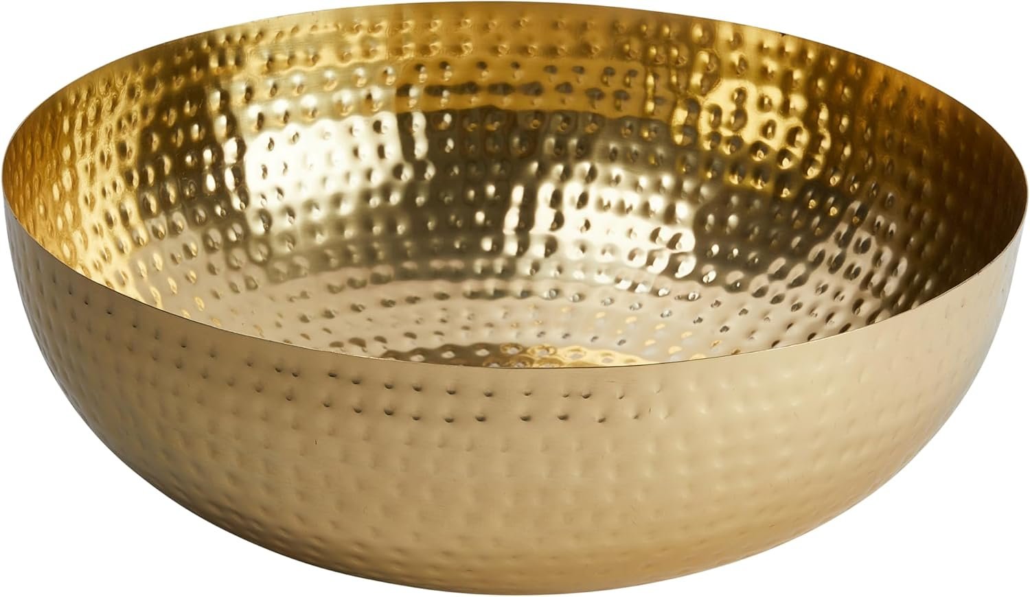 Creative Co-Op Round Hammered Metal Bowl, Gold Finish, 14″