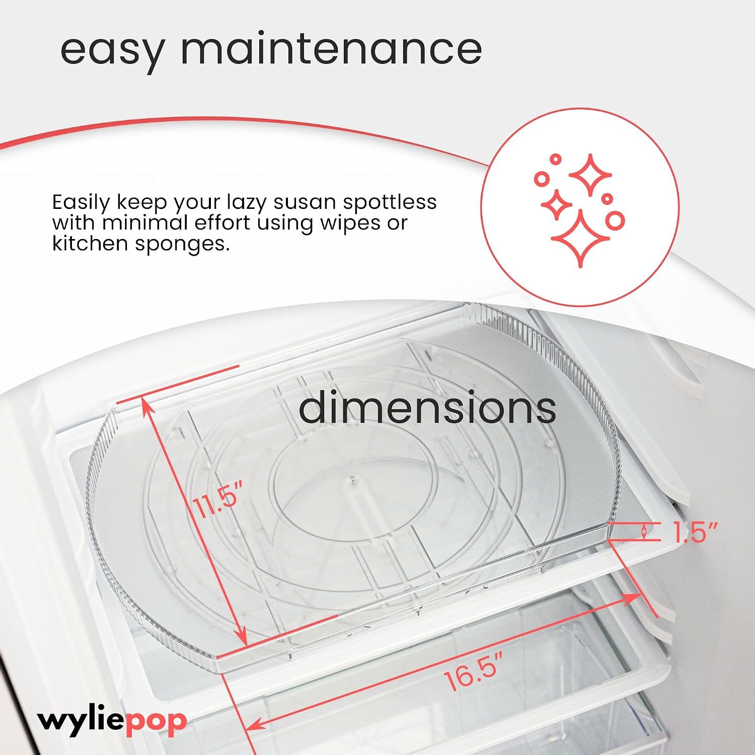 Lazy Susan for Refrigerator – 360° Turntable Refrigerator Organizer and Storage Tray for Fridge, Cabinet & Pantry – Rectangle Lazy Susan (16.5″x11.5″x1.5″)