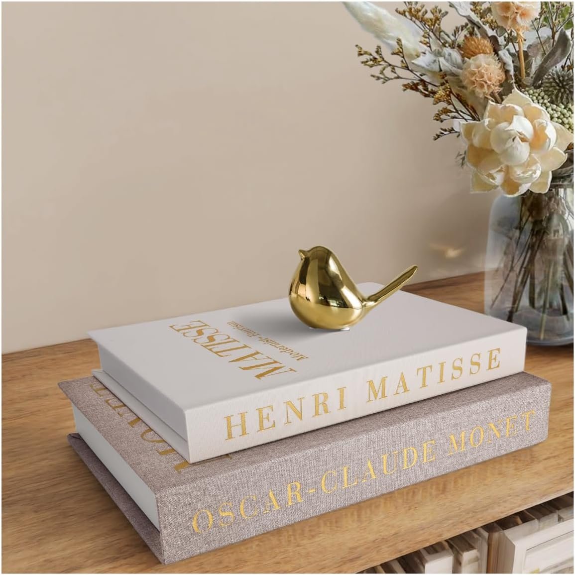 Decorative Books Set of 2, Linen Faux Coffee Table Books | Linen decorative books with hidden storage, nested design for remotes, jewelry, and stylish shelf or desk decor.