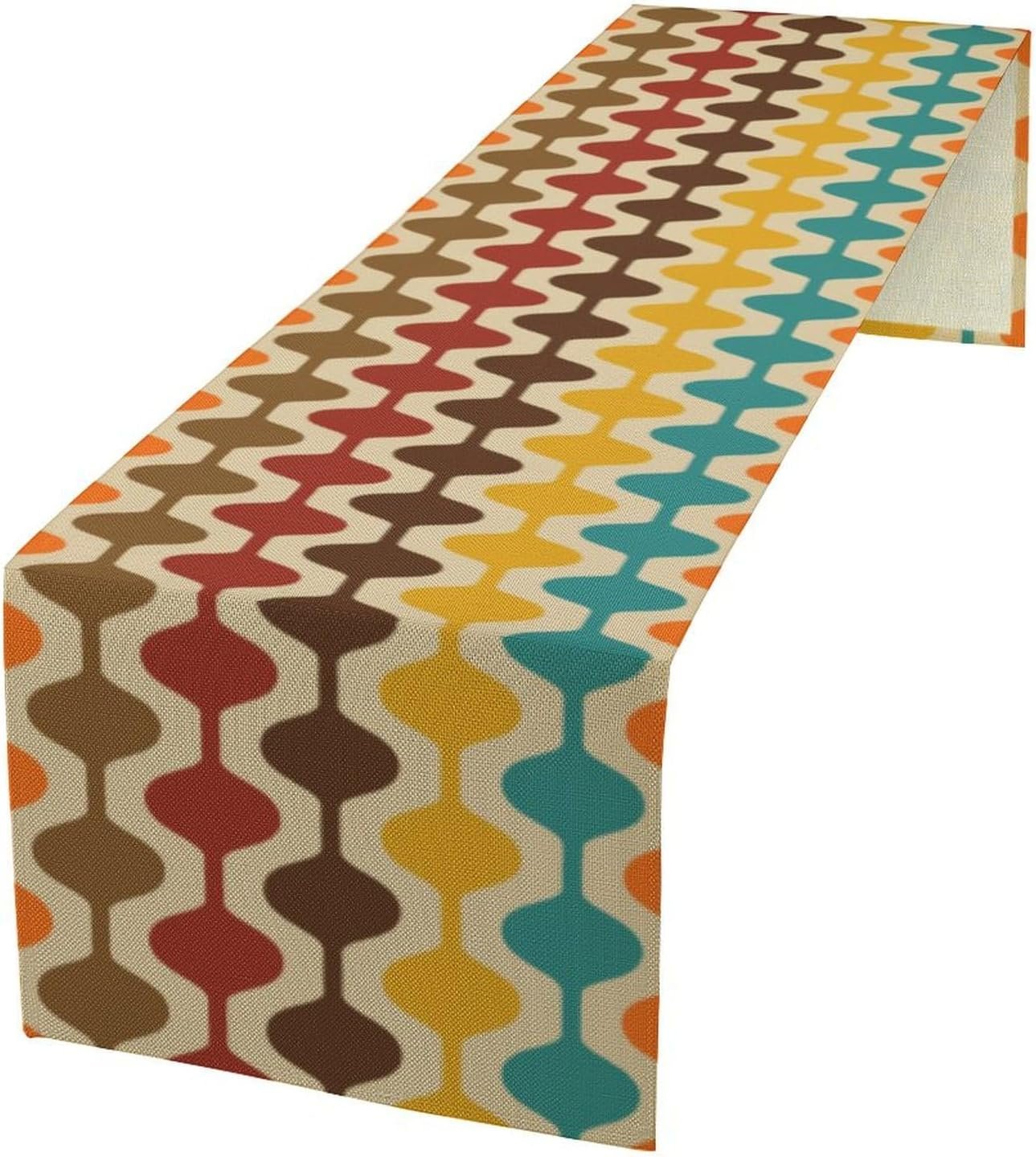 Mid Century Table Runner,Retro 50s 60s Abstract Geometric Kitchen Dining Décor Farmhouse Style Table Décor for Coffee Table Dining Room Table Bedroom Party 13 x 36 Inch