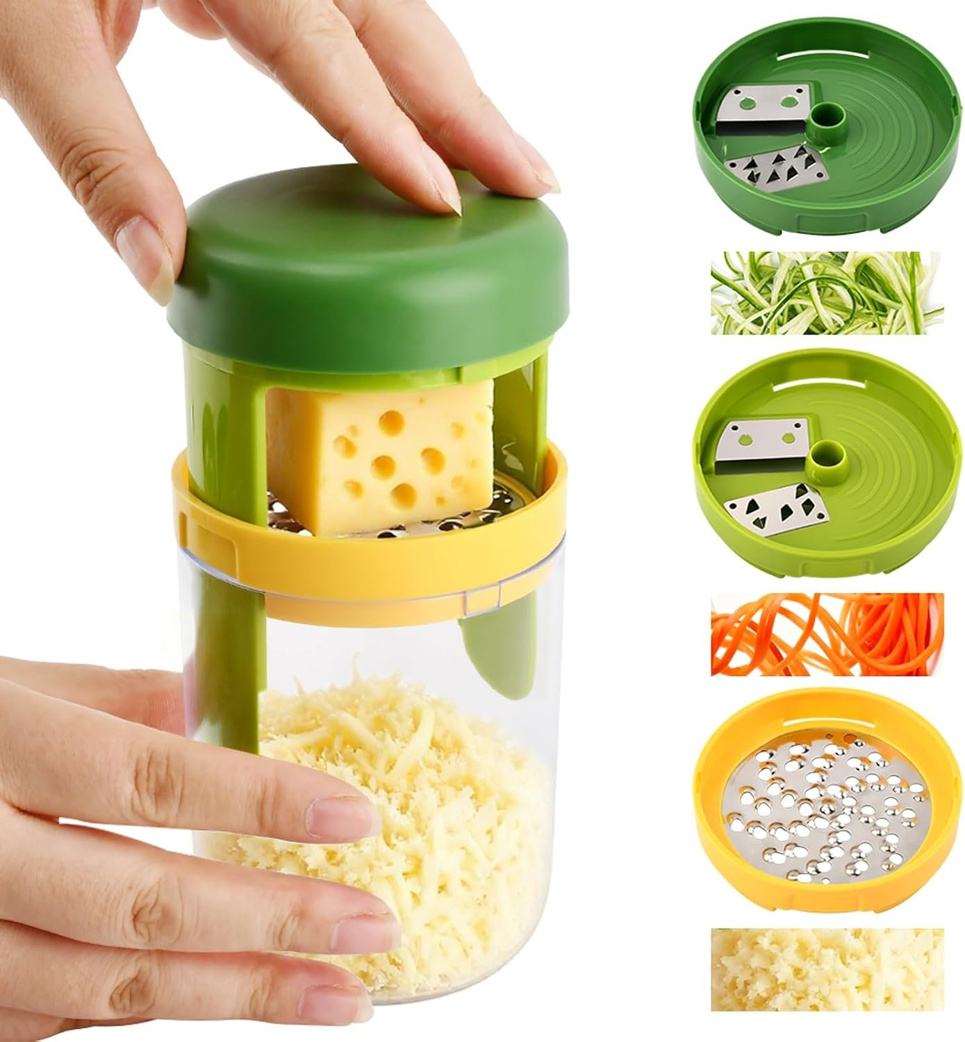 3-in-1 Vegetable Spiralizer Compact Spiral Slicer with 3 Blades – Create Veggie Noodles, Low Carb Pasta & Garnishes – Easy to Clean & Store, Dishwasher Safe, Includes Storage Cup