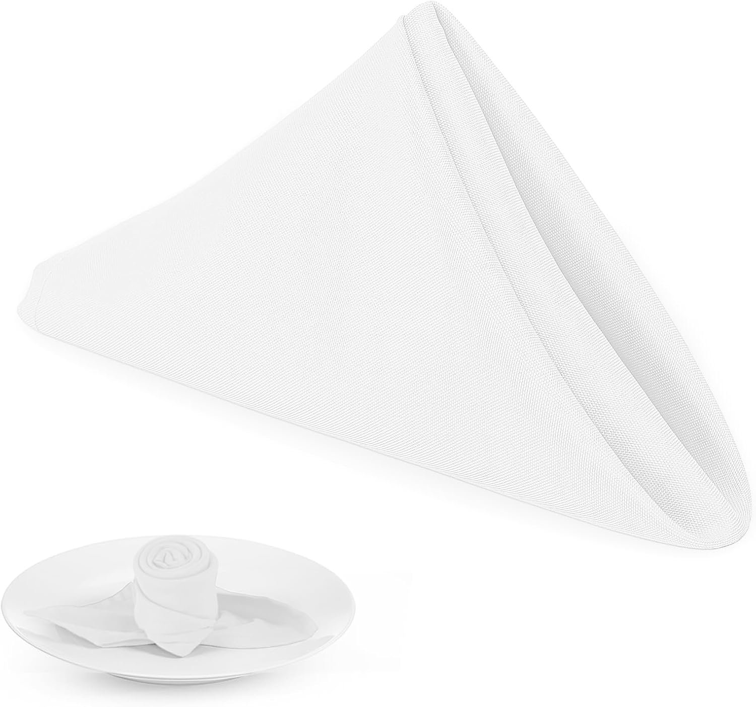 PLOYMONO White Cloth Napkins – 8 Pack 17″ x 17″ Washable Polyester Napkins | Heavy Duty 180 GSM Cloth Napkins with Hemmed Edges – Great for Restaurants, Weddings, Parties, Banquets Dinner