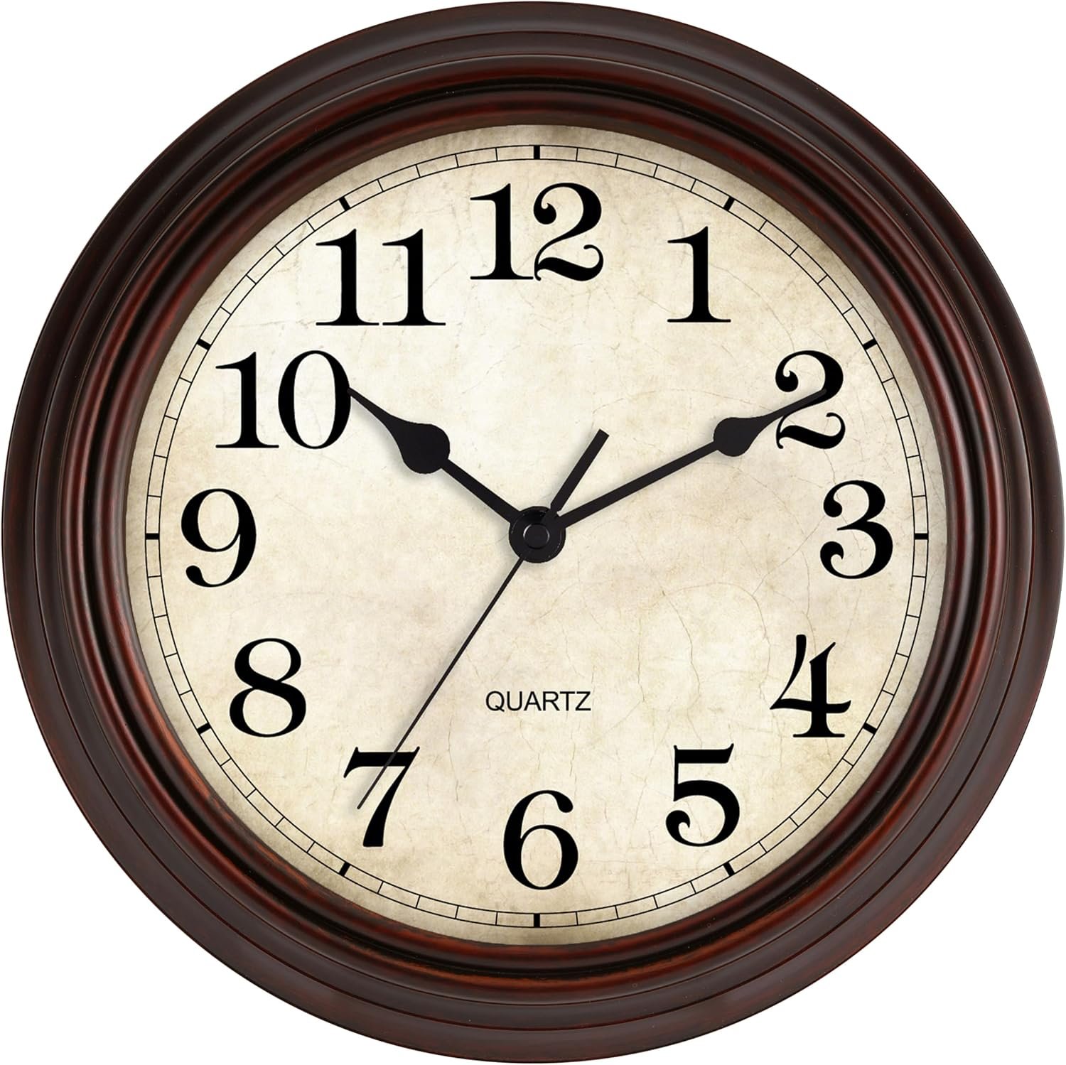 Wall Clock 16 Inch Vintage Decorative Battery Operated Silent | Bronze round clock; clear glass easy read; silent non-ticking;;for living room, kitchen, bedroom
