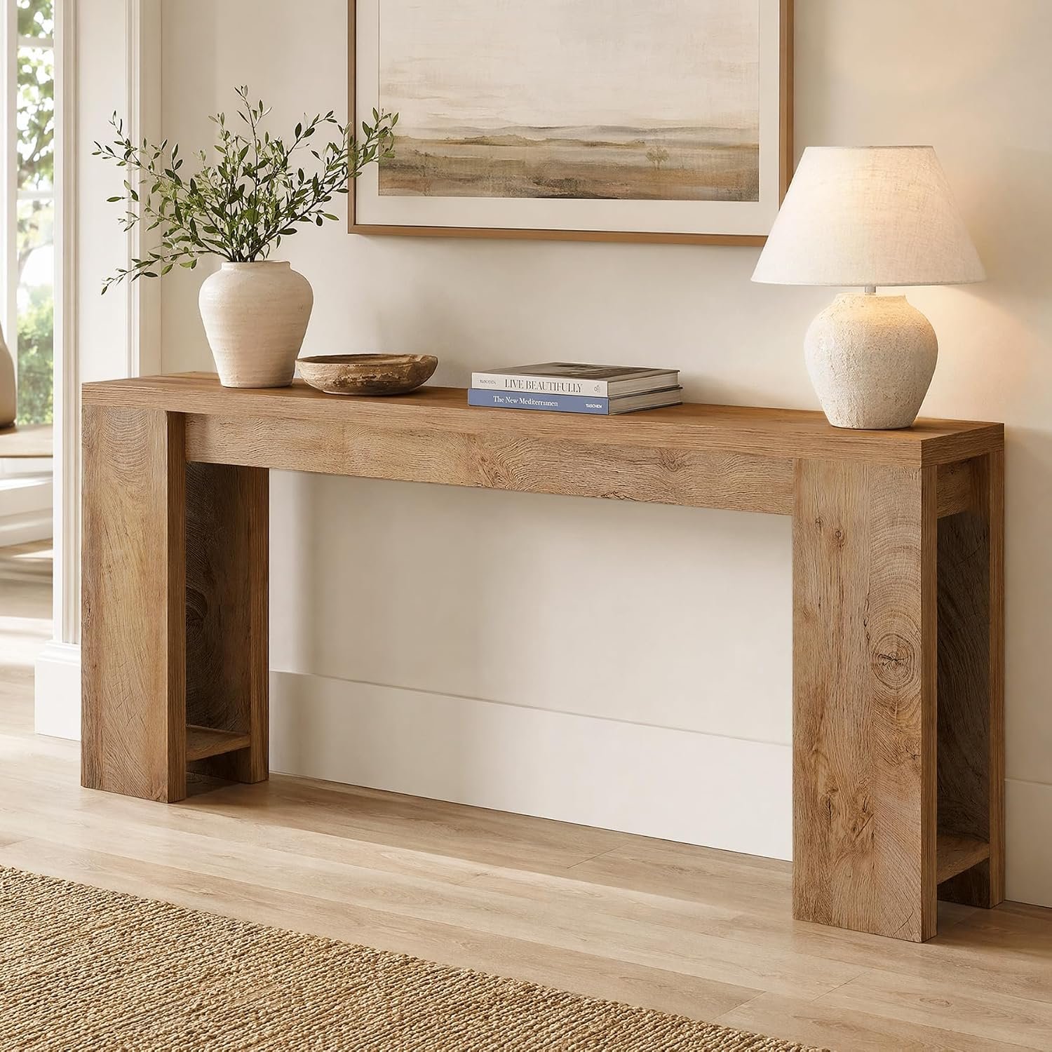 Tribesigns 70.9-Inch Console Table, Farmhouse Sofa Table Behind Couch, Narrow Entryway Table for Living Room, Hallway, Foyer, Light Brown