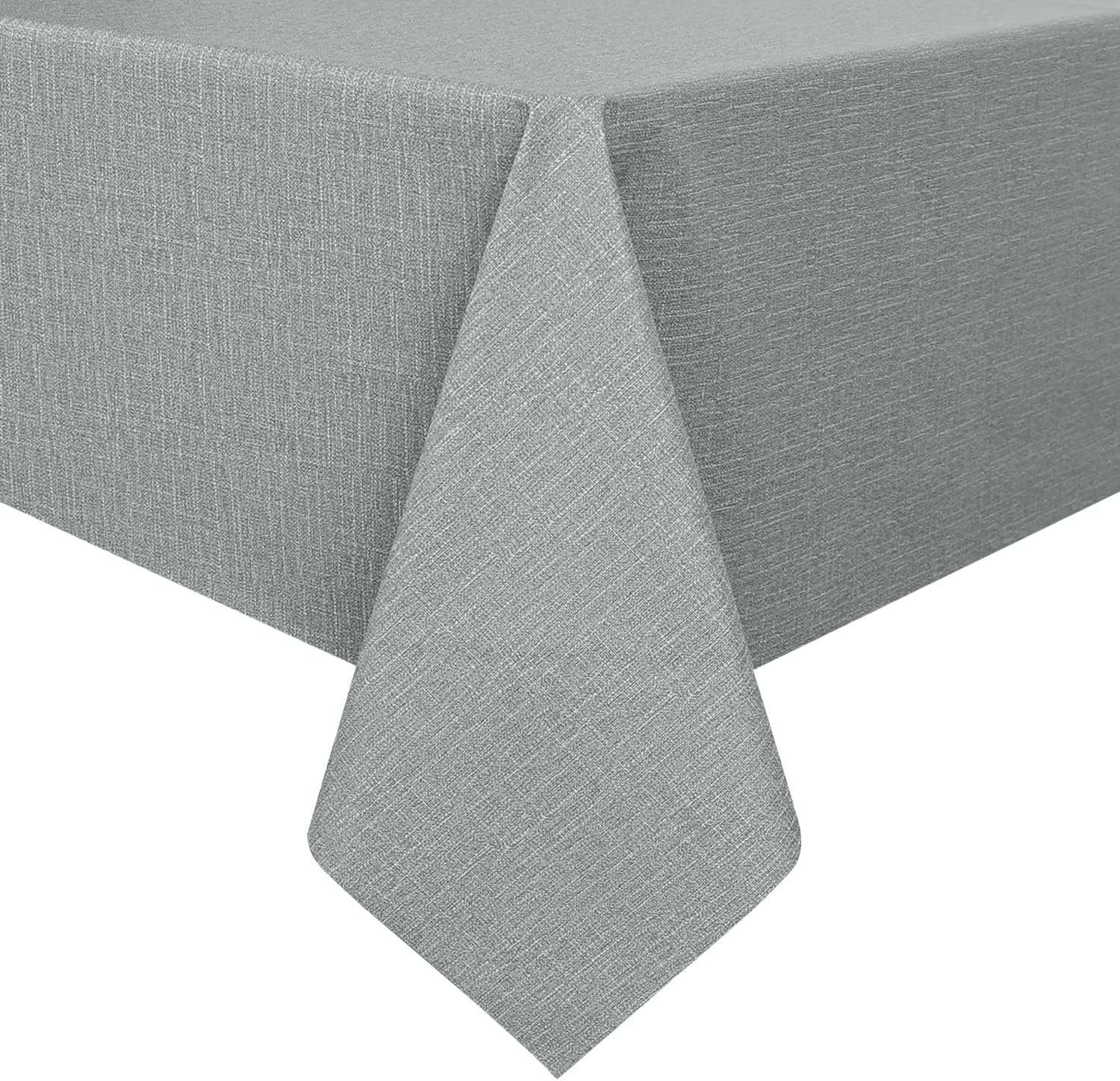 Romanstile 100% Waterproof PVC Tablecloth Rectangle, Outdoor Oil Spill Proof Stain Resistant Vinyl Table Cloth, Wipe Clean Plastic Table Covers for Kitchen/Dining/Parties – 54 x 78 Inch, Light Grey