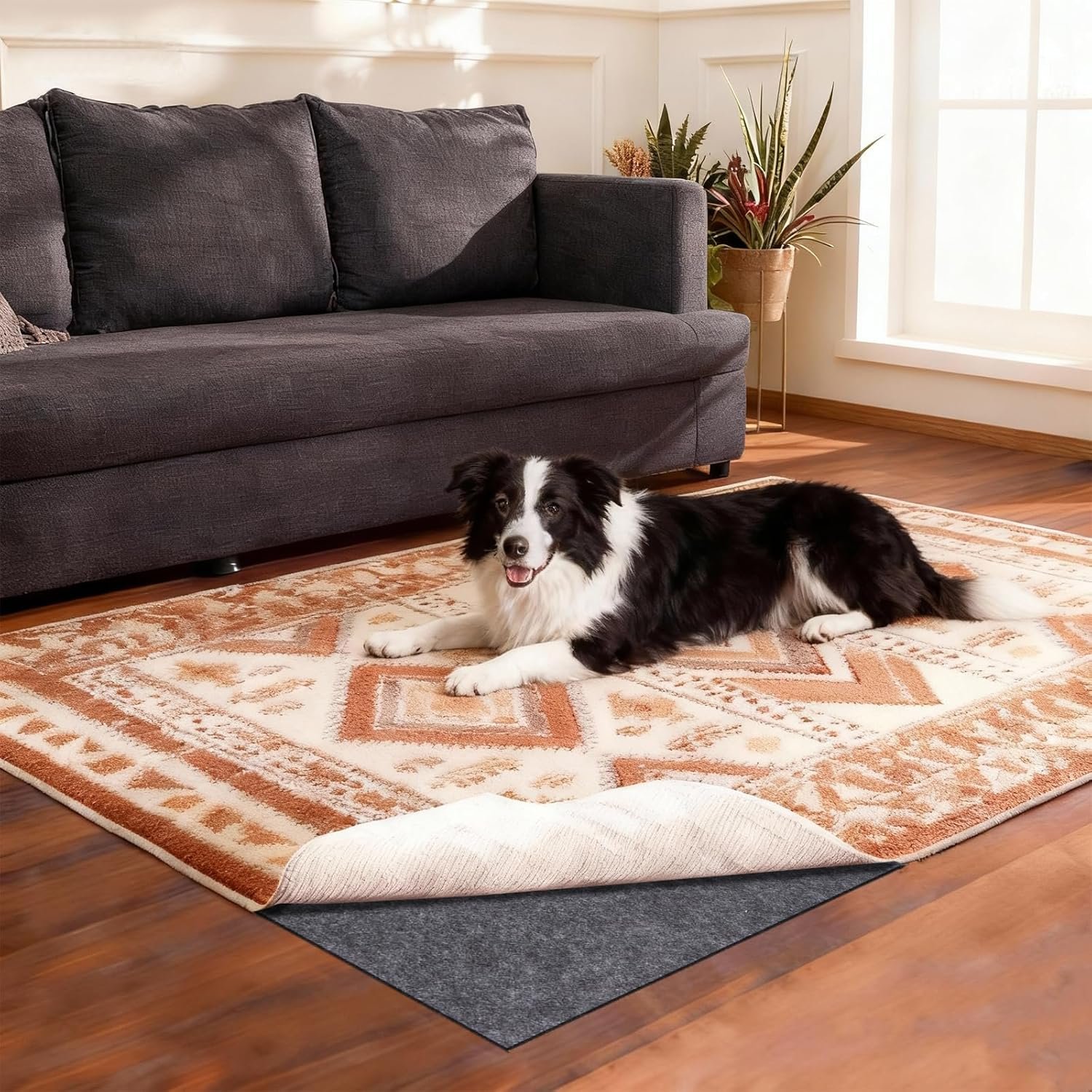 Rug Pad Waterproof Non-Slip 5×7 ft, 1/8″ Thick Felt Cushion Pad for Area Rugs – Protects Hardwood, Tile & Laminate Floors – Keeps Rugs Flat & Secure