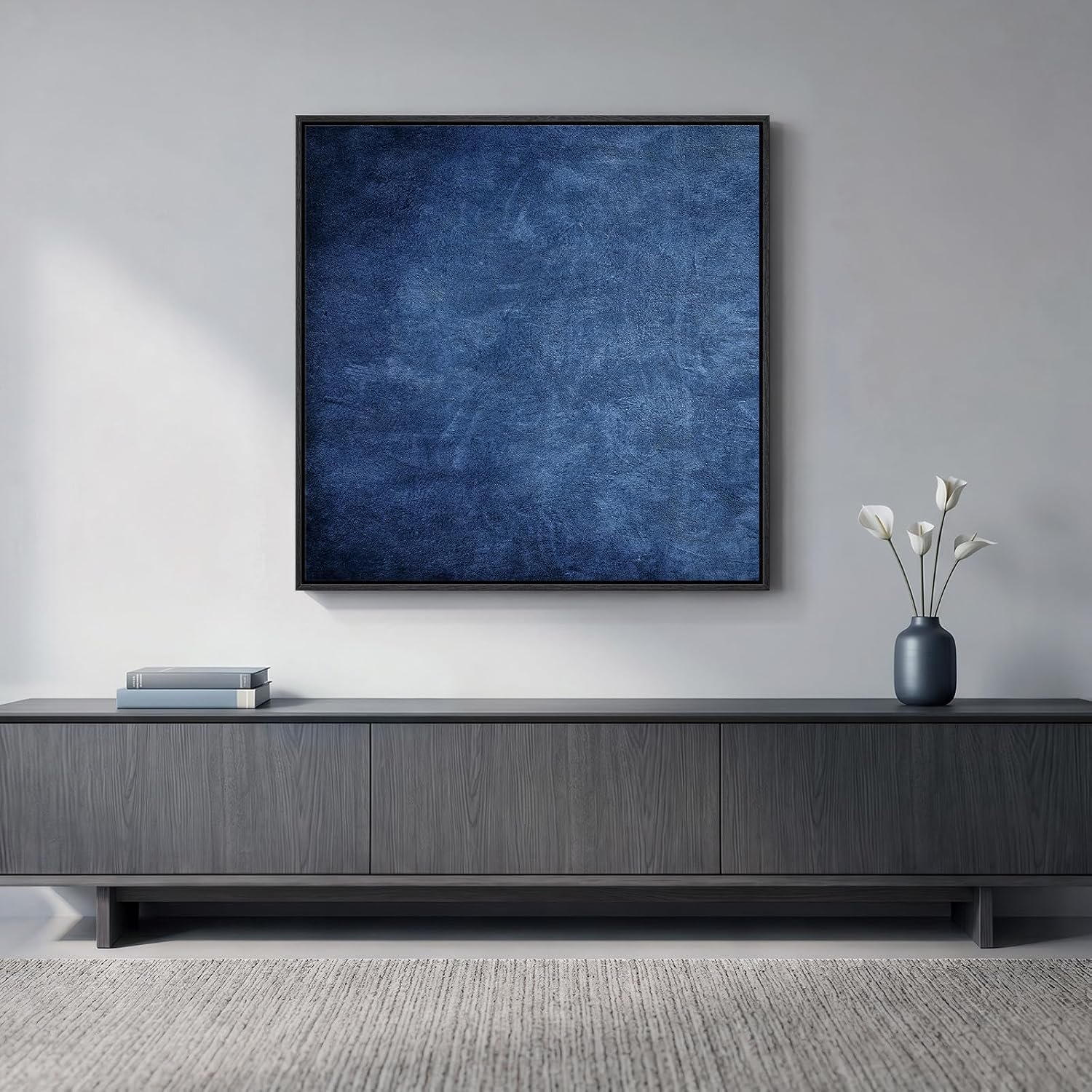 Large Framed Modern Navy Blue Abstract Wall Art for Living Room, 30×30 Inch | Navy blue, Canvas prints, Abstract pictures, Minimalist artwork, Square Paintings, Dining room decor, Bedroom wall decor