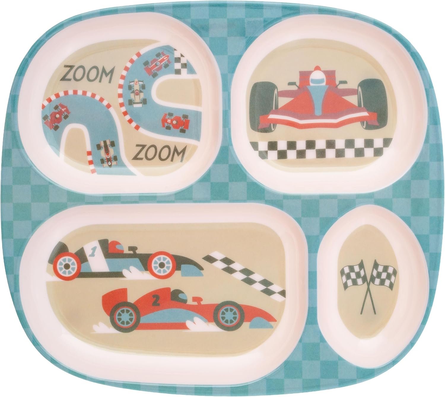 Stephen Joseph, Melamine Dinner Plate for Kids, Toddler Plastic Mealtime Divided Plates, Dinnerware Dishes Set for Picky Eaters Boy and Girls, Racecar