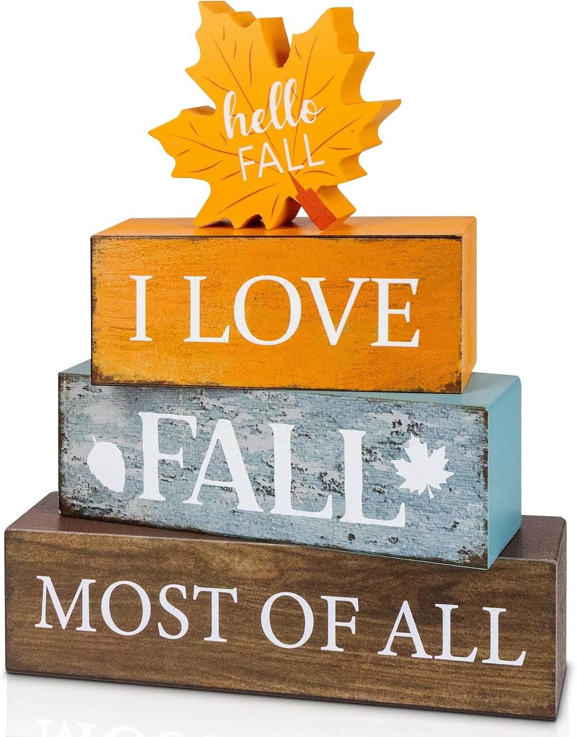 4 Pcs Fall Wooden Tiered Tray Decor, Fall Table Centerpiece for Fall Party Kitchen