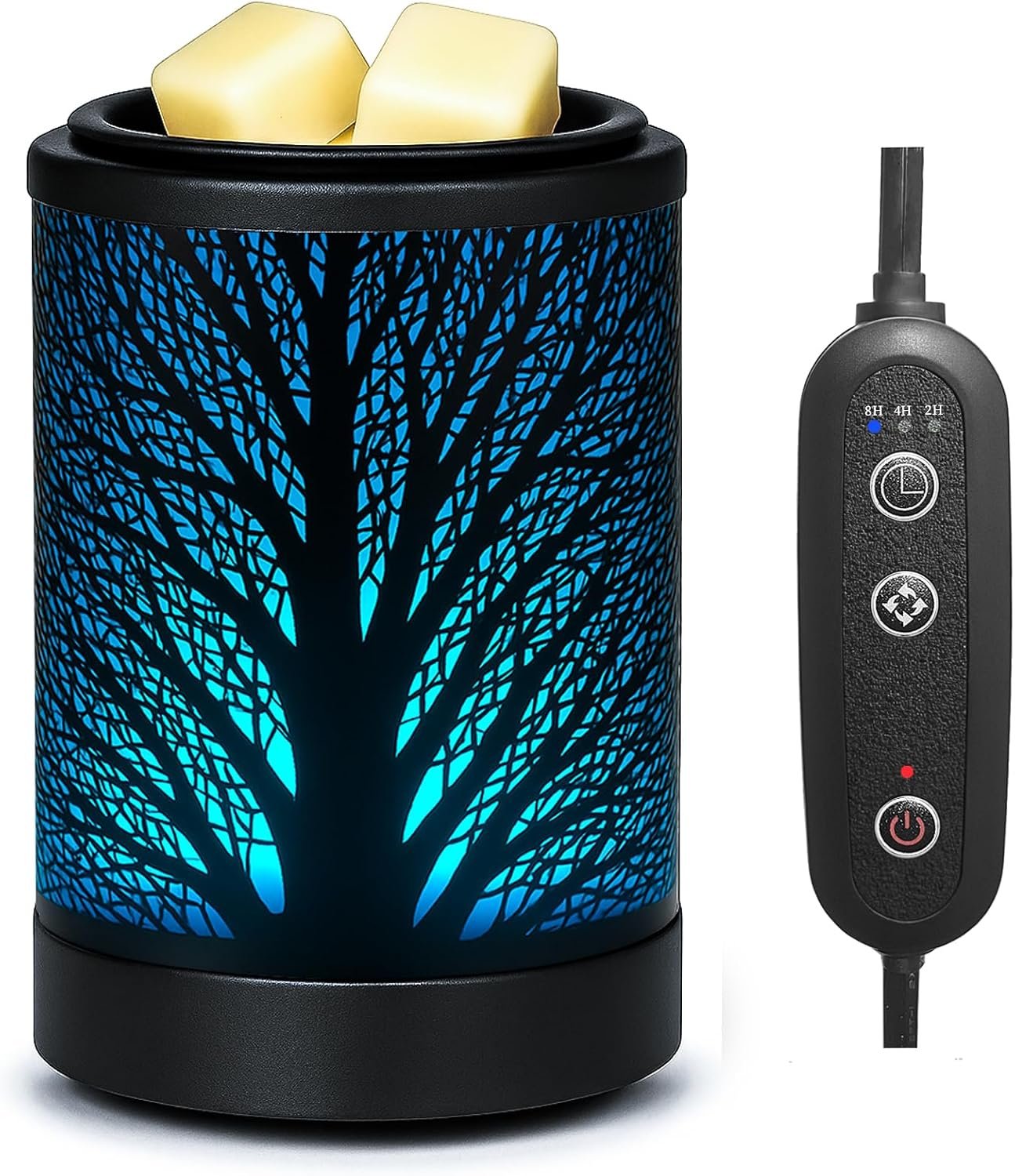 MeplLivs Wax Warmer, 2-in-1 Wax Melt Warmer with Timer & PTC Heating Plate | 7-Color LED Electric Fragrance Warmer with Reusable Silicone Tray for Home Decor & Gifts