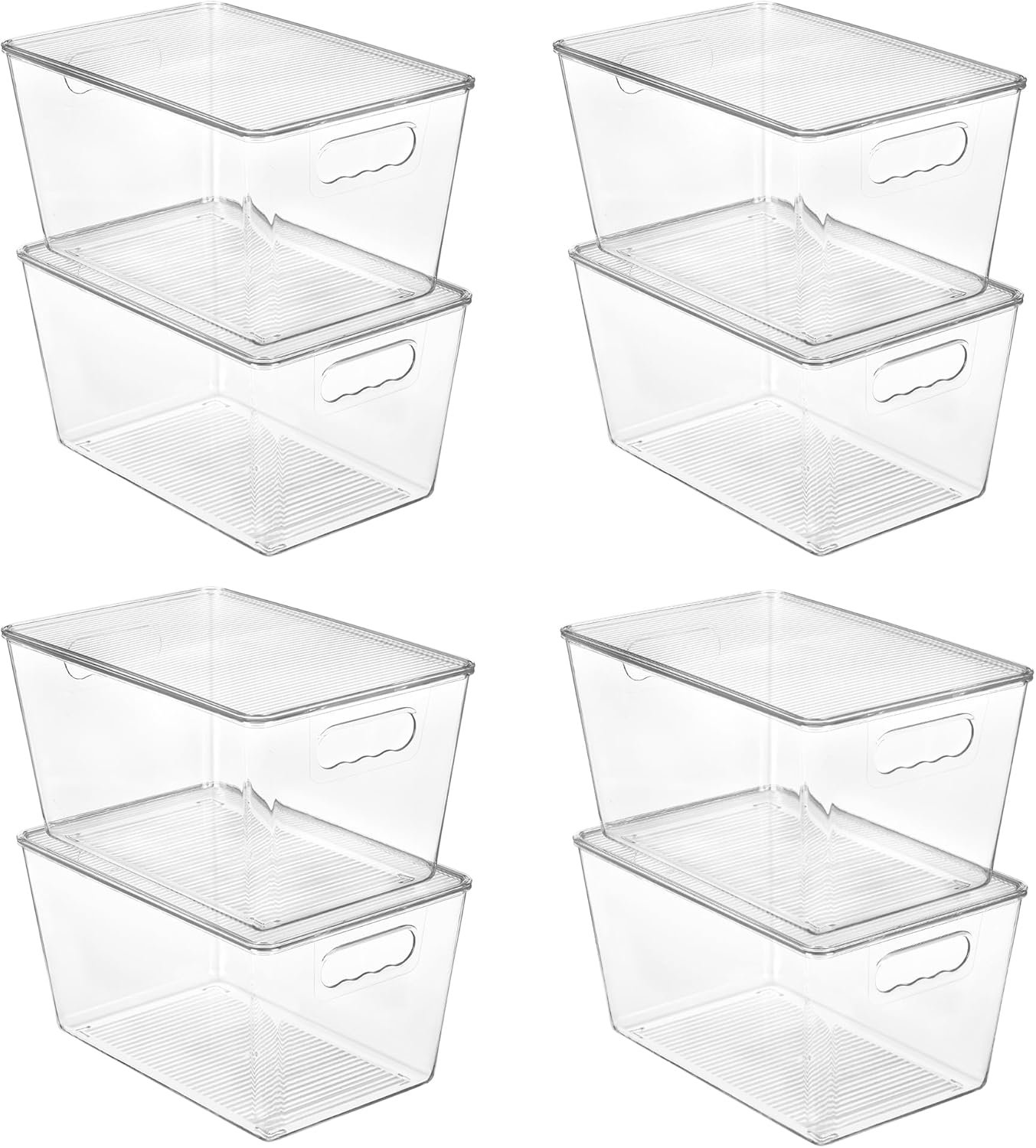 Vtopmart 8 Pack Clear Stackable Storage Bins with Lids, Large | BPA-free Plastic, Organize Vertically, For Pantry Kitchen Fridge Cabinet Closet Bathroom, Built to Last, Easy to Move