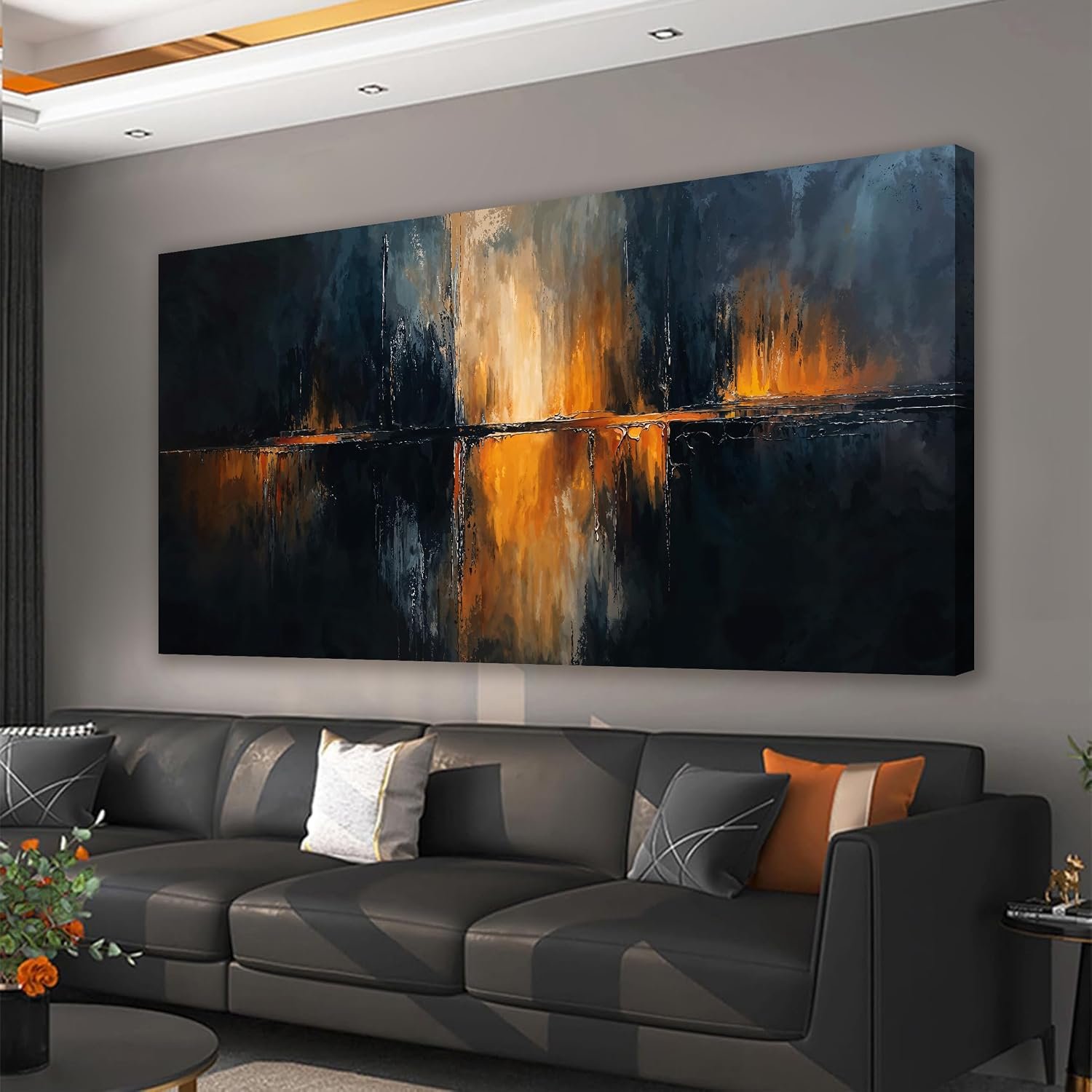 Canvas Wall Art Decor Large Black Wall Art Prints Modern Gold Wall Art Decorations Abstract Canvas Art Wall Decor Wall Art Pictures for living Room Large Artwork for Walls Home Office Decor 29″X58″