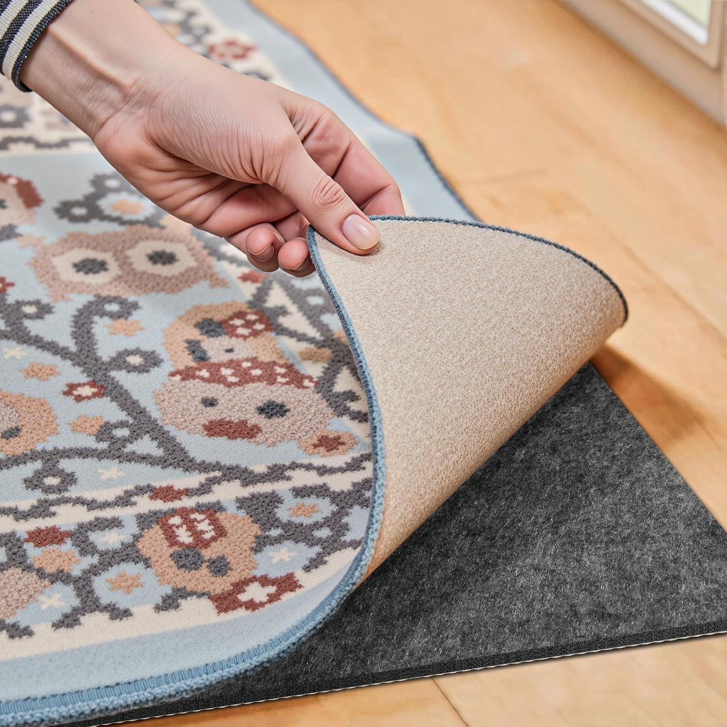 Waterproof Rug Pad, 7×9 Ft Under Area Rug Carpet Pad, Non Slip Rug Pads for All Floors and Hardwood Floors Finishes, Keep Carpets in Place Soft and Prevent Rug from Wrinkling or Buckling