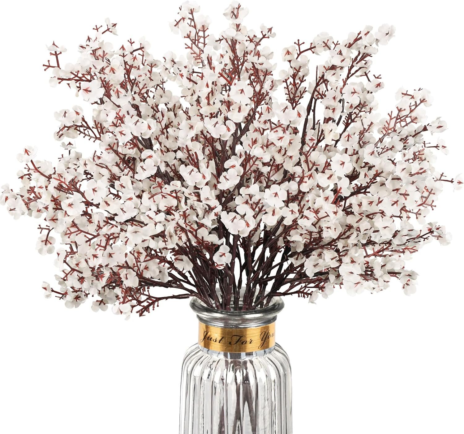 Babys Breath Artificial Flowers, 8 Bundles White Real Touch Fake Flowers Silk Flowers Bulk for Vase Home Office Wedding Spring Indoor Outdoor Centerpiece Table Party Decorations