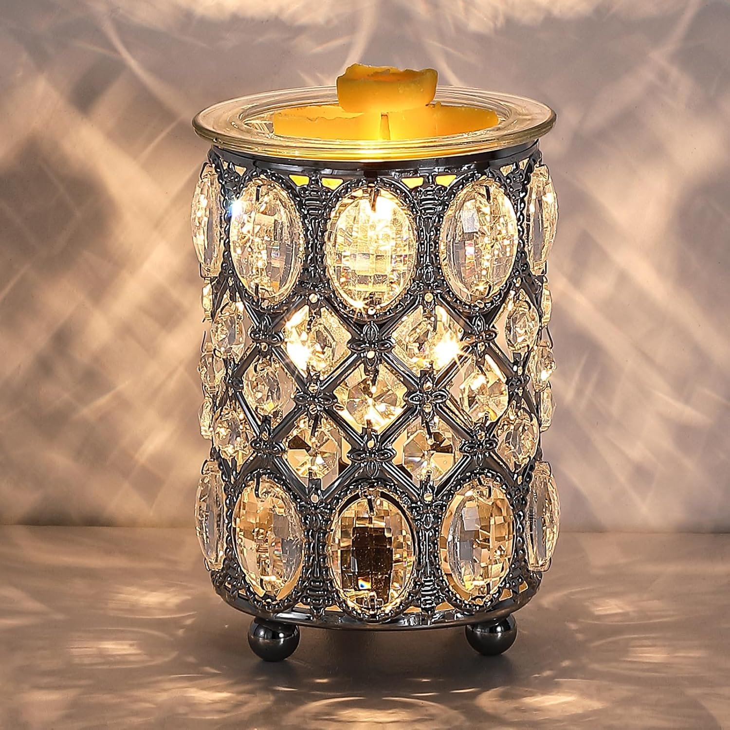Leyoue Wax Warmer Wrought Iron Crystal Wax Melt Warmer Electric Oil Burner Wax Melt for Gifts & Decor, Home, Office, SPA,Bedroom | Wax Melt for Gifts & Decor, Home, Office, SPA, Bedroom with Elegant Crystal Design