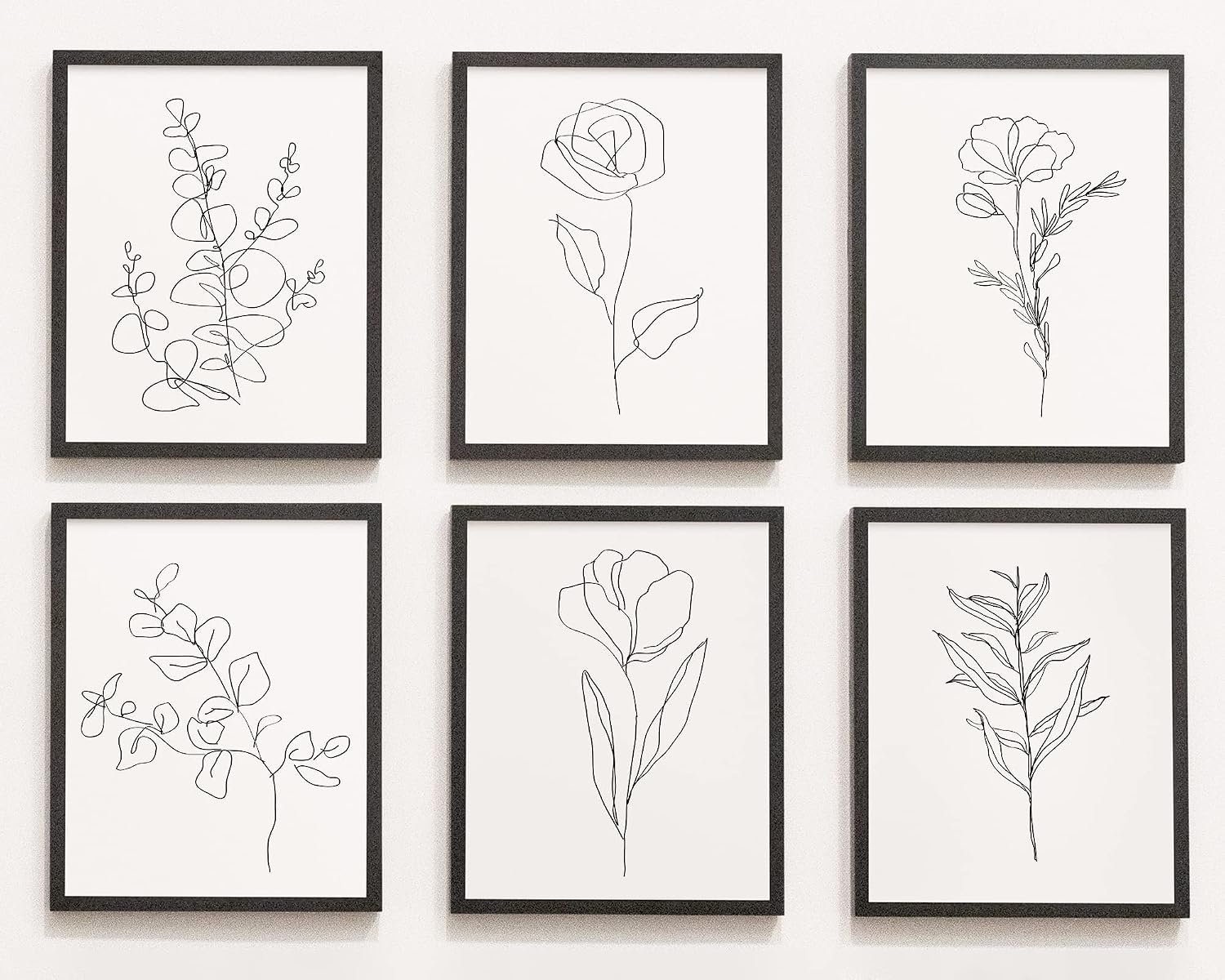 Tuyashua Hand Drawn Minimalist Flowers Wall Art Prints Set of 6 (8×10inch), Modern Bedroom Living Room Wall Decor Floral Plant Wall Art Prints Black and White Line Art Wall Decor, (UNFRAMED) ZSH013