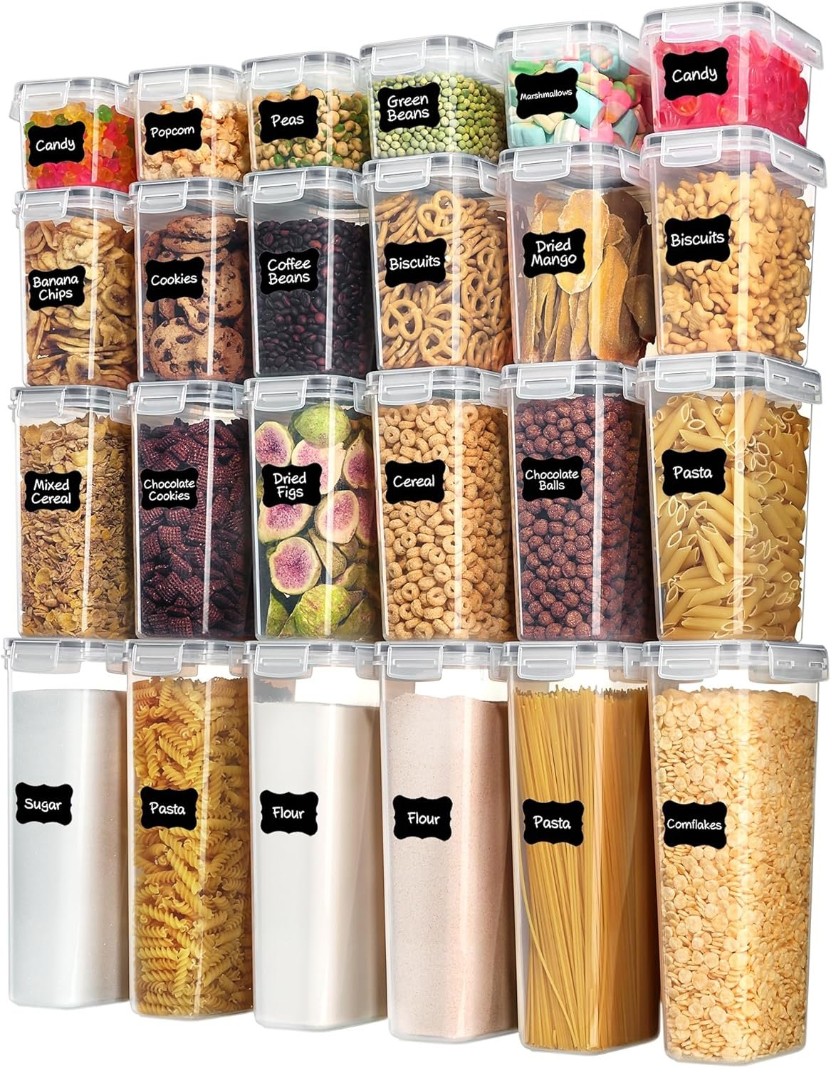 Vtopmart Airtight Food Storage Containers with Lids, 24 pcs, Gray | Airtight Seal, Multiple Sizes, BPA Free, Food Grade Material, Dishwasher Safe (Not Lids), Includes 24 Labels