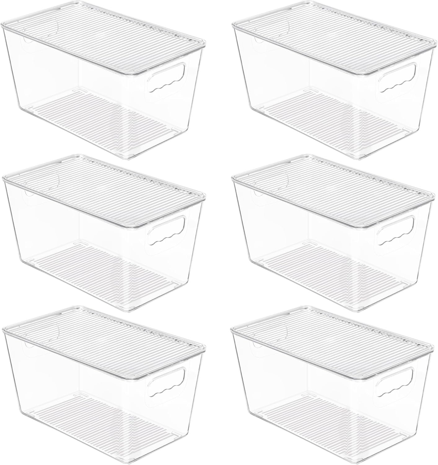 Vtopmart 6 Pack Clear Stackable Storage Bins with Lids, Medium | BPA-free Plastic, Organize Vertically, For Pantry Kitchen Fridge Cabinet Closet Bathroom, Built to Last, Easy to Move