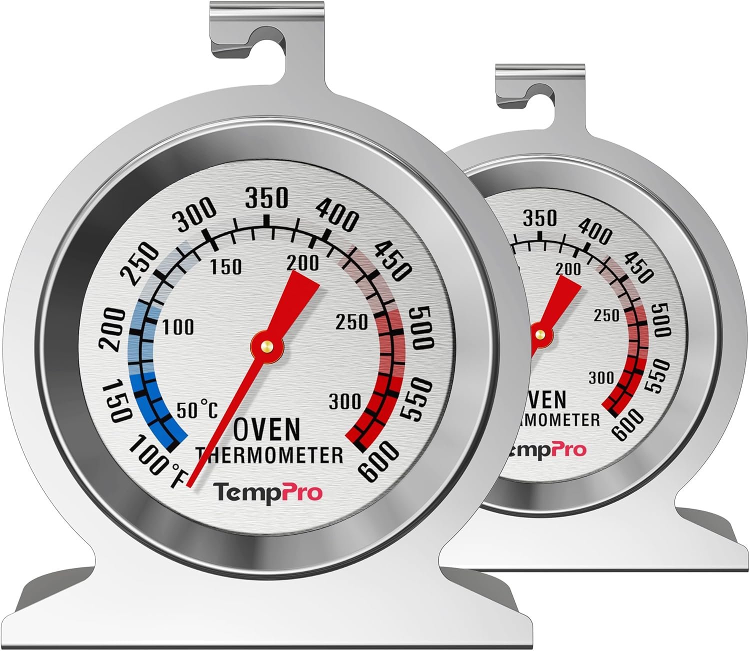 2-Pack Oven Thermometer for Gas Oven with 431 Stainless Steel | 50-300°C/100-600°F Oven Thermometer for Electric Oven Temperature, In Oven Temperature Gauge for Cooking Kitchen