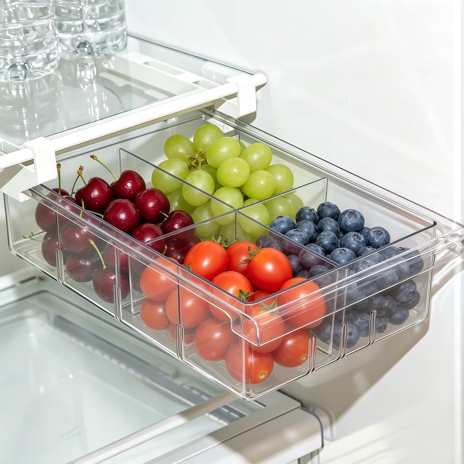 Refrigerator Organizers Storage Fridge Drawer, Storage Containers – 1pc(S) | Under Shelf Drawer for Fruit, Deli, Cheese, Seafood, Pull Out Plastic Organizer Bins fit for Medium Fridge Shelf, Simple Use