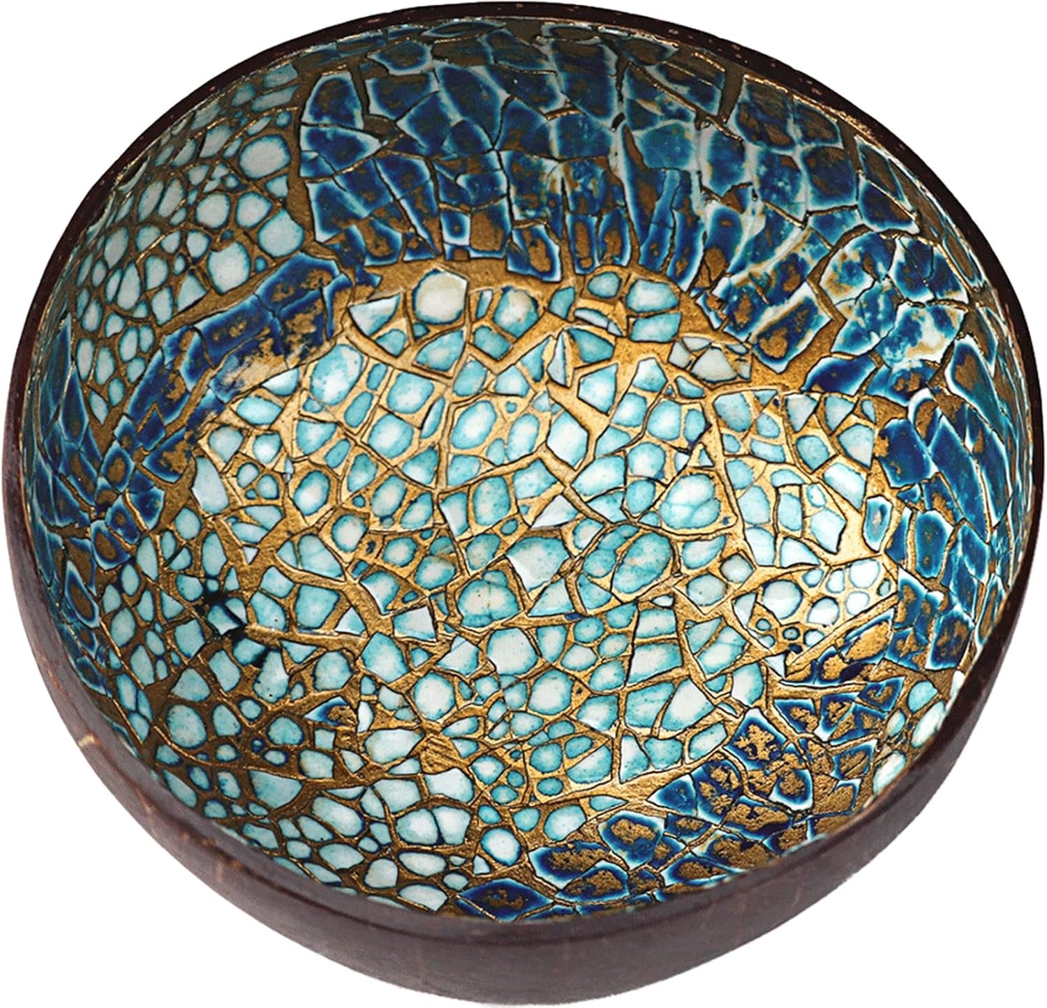 Natural Coconut Bowl Key Decorative – Candy Dish Container Entryway Table | Mother of Pearl Inlaid Shell Bowls Purse Nuts Holder Fruits Dry Snack Storage Round Handcrafted Bowl for Decoration
