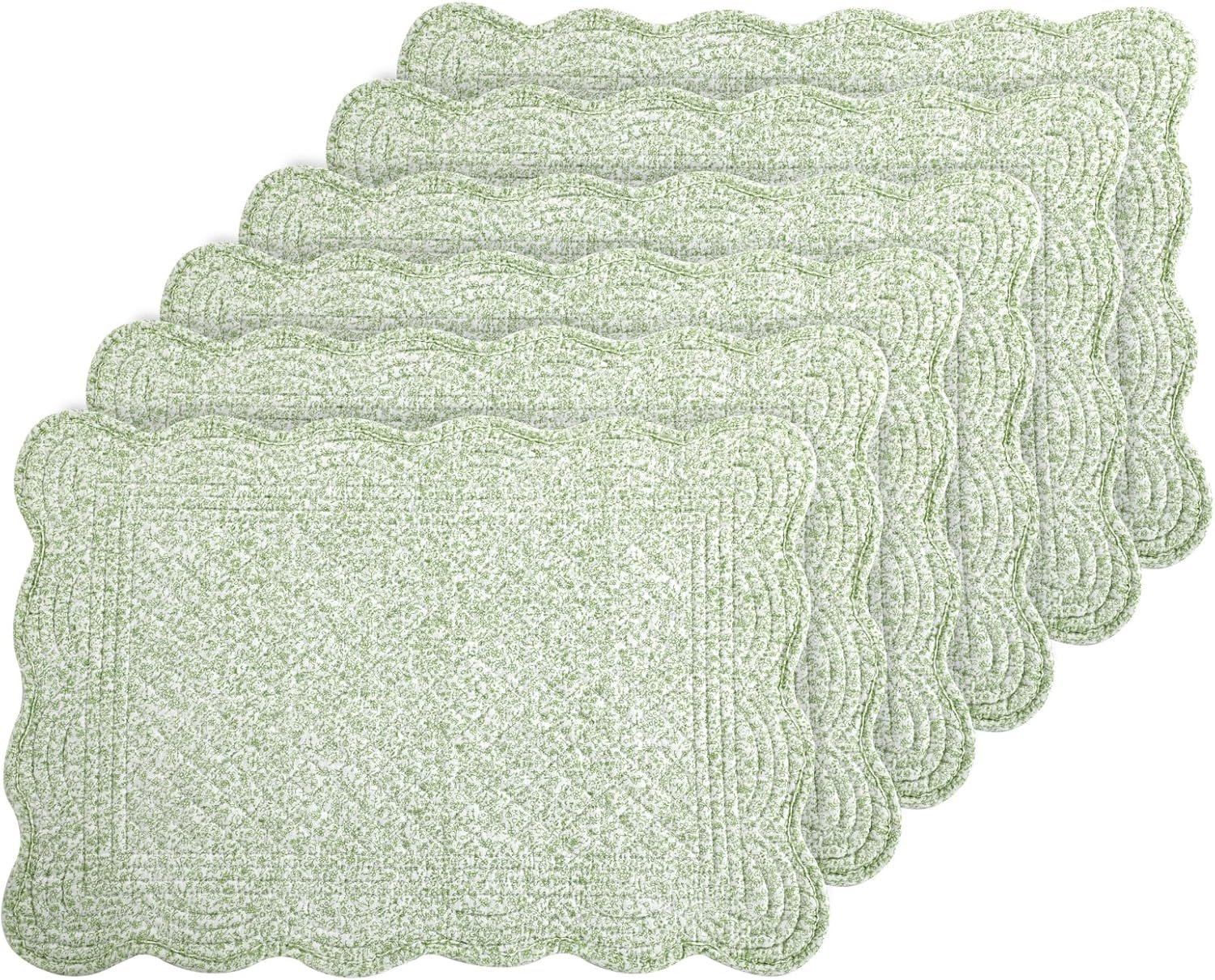 100% Cotton Quilted Placemats Set of 6,Washable Cloth Table Placemats for Kitchen & Dining Table