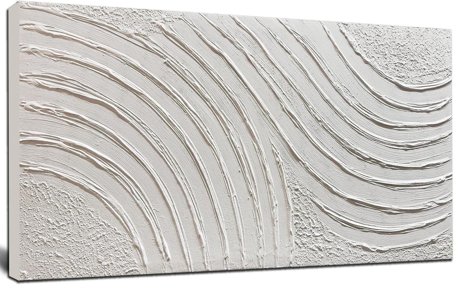 Trogonup Large Abstract Canvas Wall Art for Living Room Hand Painted White Minimalist Textured Painting Modern Neutral Artwork for Bedroom Home Office Decor Ready to Hang 20×40 Inch