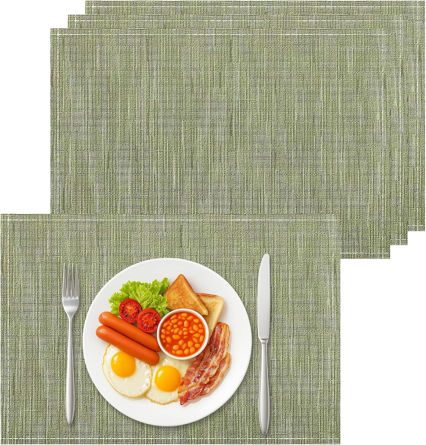 Bloss Green Placemats Set of 4-12×18 Inch Washable Table Place Mats, Fabric Spring Placemats for Kitchen Dining Table Decor, Easy to Clean Summer Placemats Cloth for Holiday Party Decoration