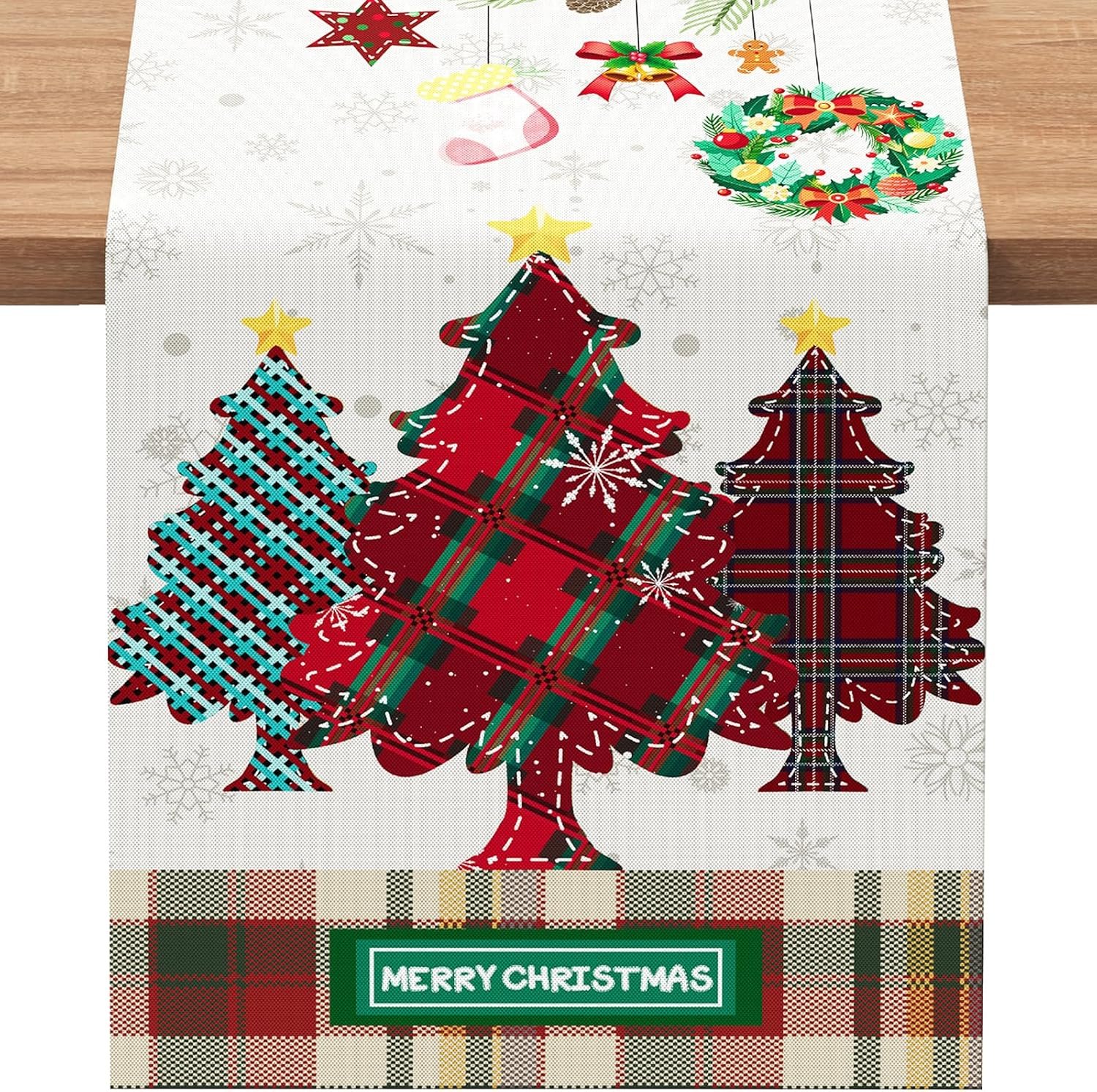 13×72 Inch Christmas Table Runner, Merry Christmas Table Decorations for Kitchen Dinning, Seasonal Winter Christmas Decorations Indoor for Home Party