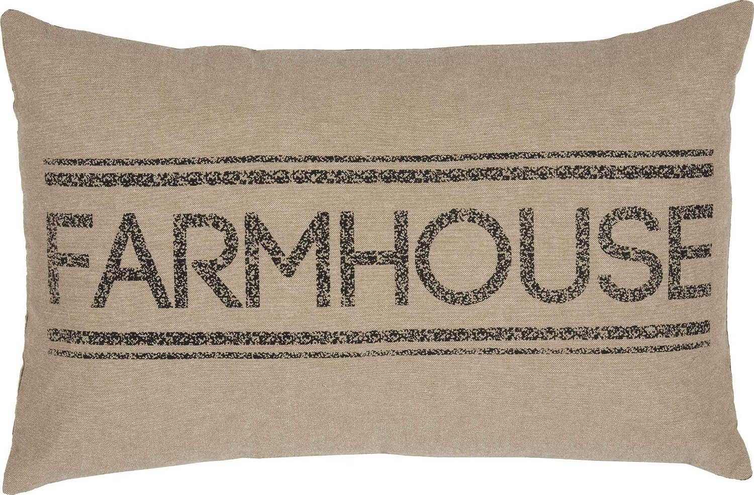 VHC Brands Sawyer Mill™ Charcoal Farmhouse Decor Bedding Cotton Text Rectangle Throw Pillow Cover w/Insert