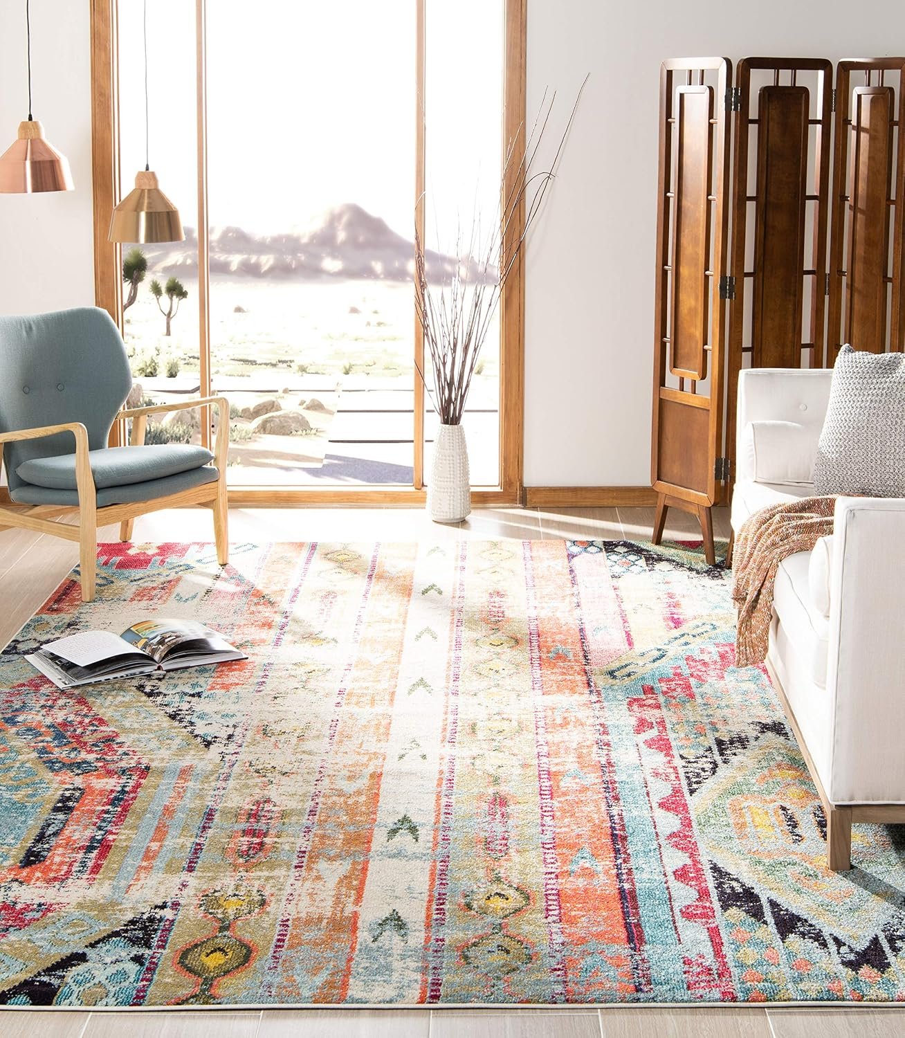 SAFAVIEH Monaco Collection Area Rug – 8′ x 10′, Multi, Boho Chic Tribal Distressed Design, Non-Shedding & Easy Care, Ideal for High Traffic Areas in Living Room, Bedroom (MNC222F)