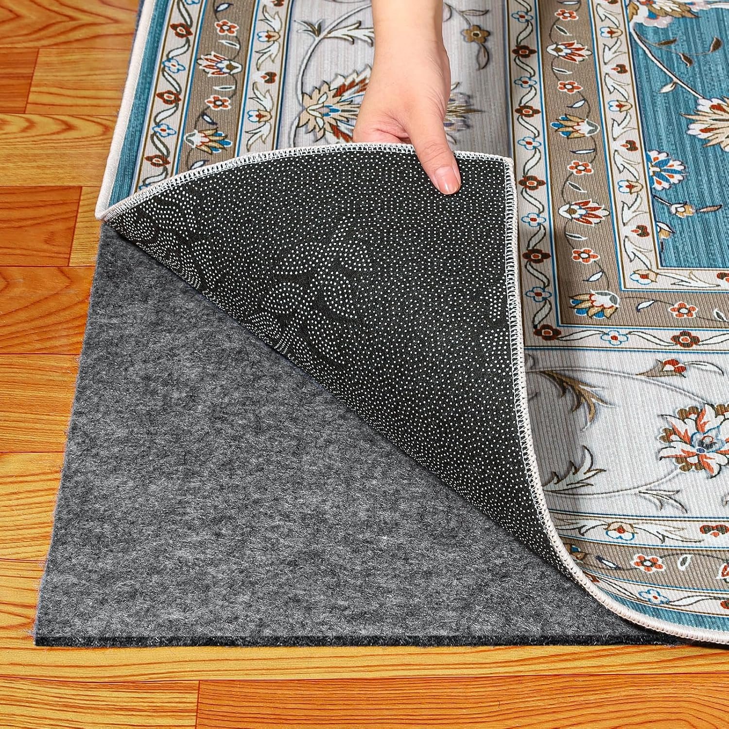 Waterproof Rug Pad 3×5 Ft, Under Area Carpet Padding, Non Slip Felt Rug Pads for Hardwood Floors, Protective Underlay Keeps Rugs in Place Without Wrinkles