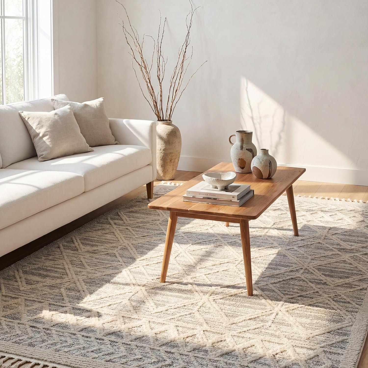 nuLOOM Ansley Light Grey Trellis Power Loomed Area Rug, 5′ x 8′