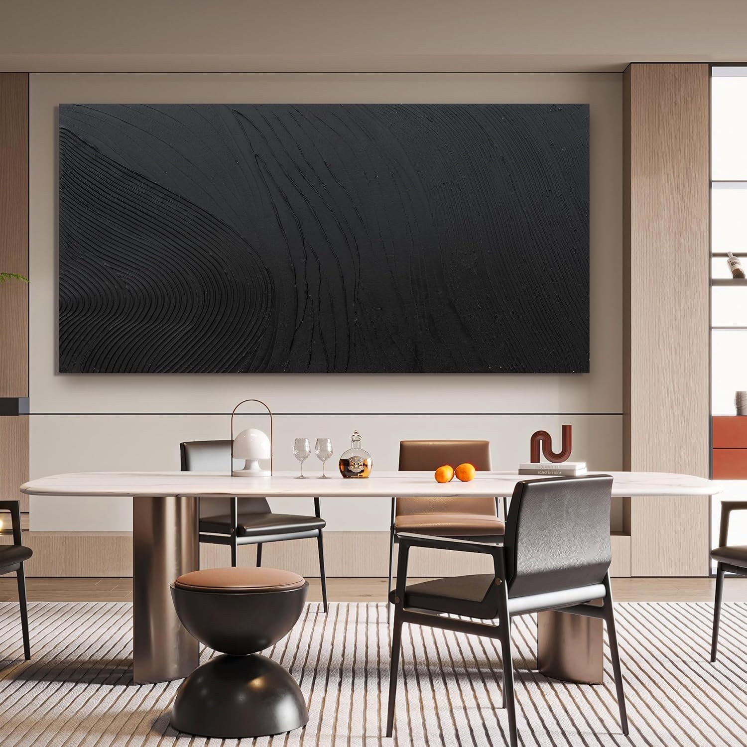 Canvas Wall Art Decor Large Artwork Modern Black Wall Art Black Silence Wall Art Painting Decorations Canvas Art Wall Decor Wall Art Prints for Room Living Room Bedroom Office Decor 29″X58″