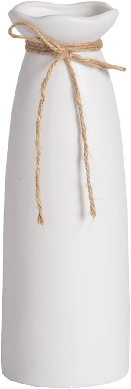 White Ceramic Vase-Flower Vase Dried Flower Vase for Modern Home Decor, Fit for Foyer Living Room Fireplace Bedroom Kitchen,Decent Gift, 8.27″ H