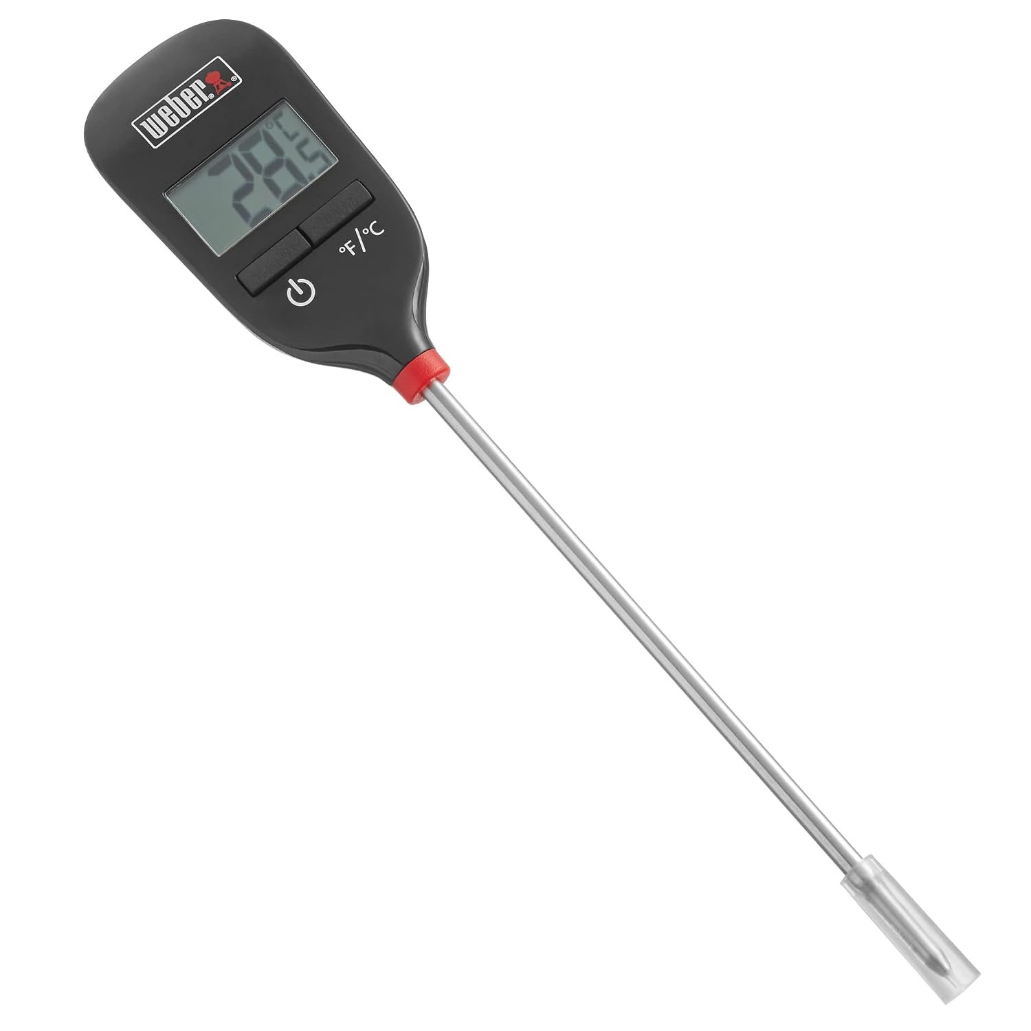 Weber Instant‑Read Thermometer Probe, Black/Silver – Fast Digital Grill & Kitchen Thermometer with 15‑Second Readout, Auto Shutoff & Fahrenheit/Celsius Options – Grill Accessory | Quick & Precise Temperature Measurement in °C and °F, Accurate in 15 Seconds, Auto Shut-Off, Easy-Read Display