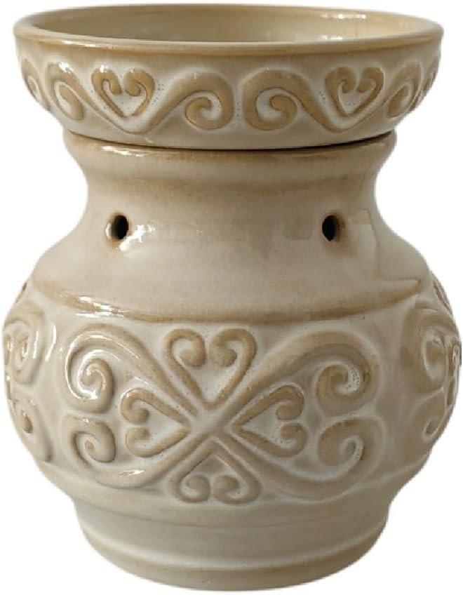 Hosley 5 High Cream Ceramic Electric Warmer. Ideal Gift for Wedding Spa Aromatherapy. Use with Wax Melts Cubes and Fragrance Oils.