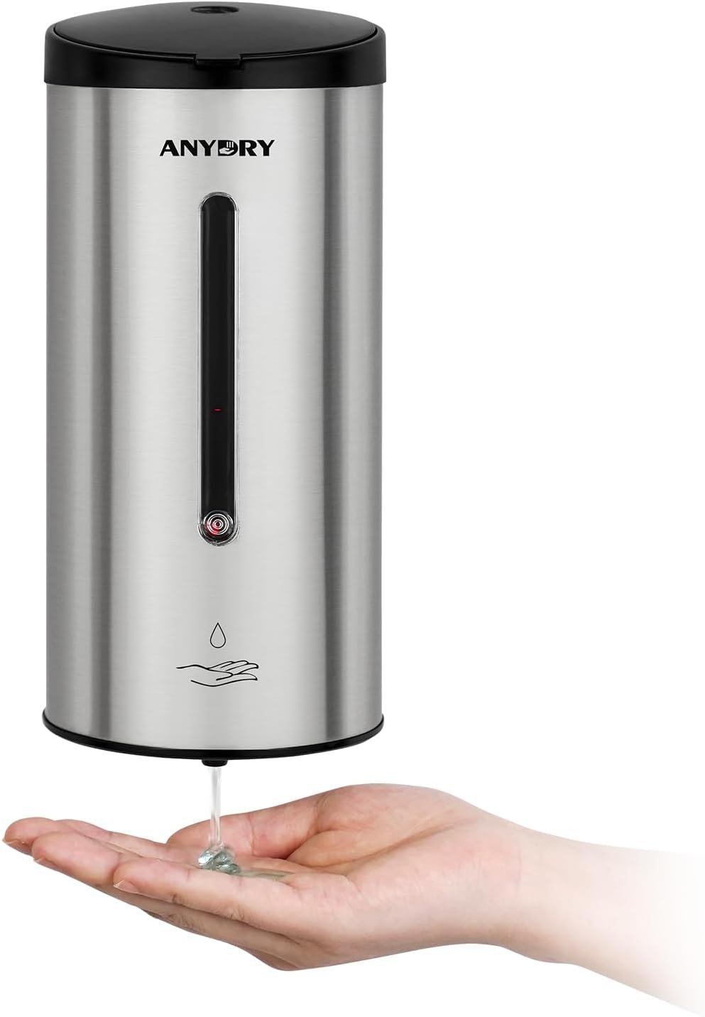 anydry Touchless Automatic Liquid Soap Dispense Wall Mount 25oz Large Capacity Stainless Steel for Commercial (Brushed)
