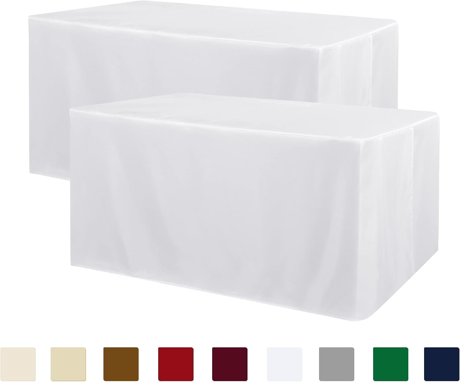 Obstal 2 Pack Table Clothes for 6 Foot Rectangle Tables – Water Resistant Washable Fabric Polyester Rectangle Table Cover Protector for Wedding, Banquet and Trade Shows, 72L x 30W x 30H Inches, White | Water Resistant Washable Fabric Polyester Rectangle Table Cover Protector for Wedding, Banquet and Trade Shows, 72x30Inch