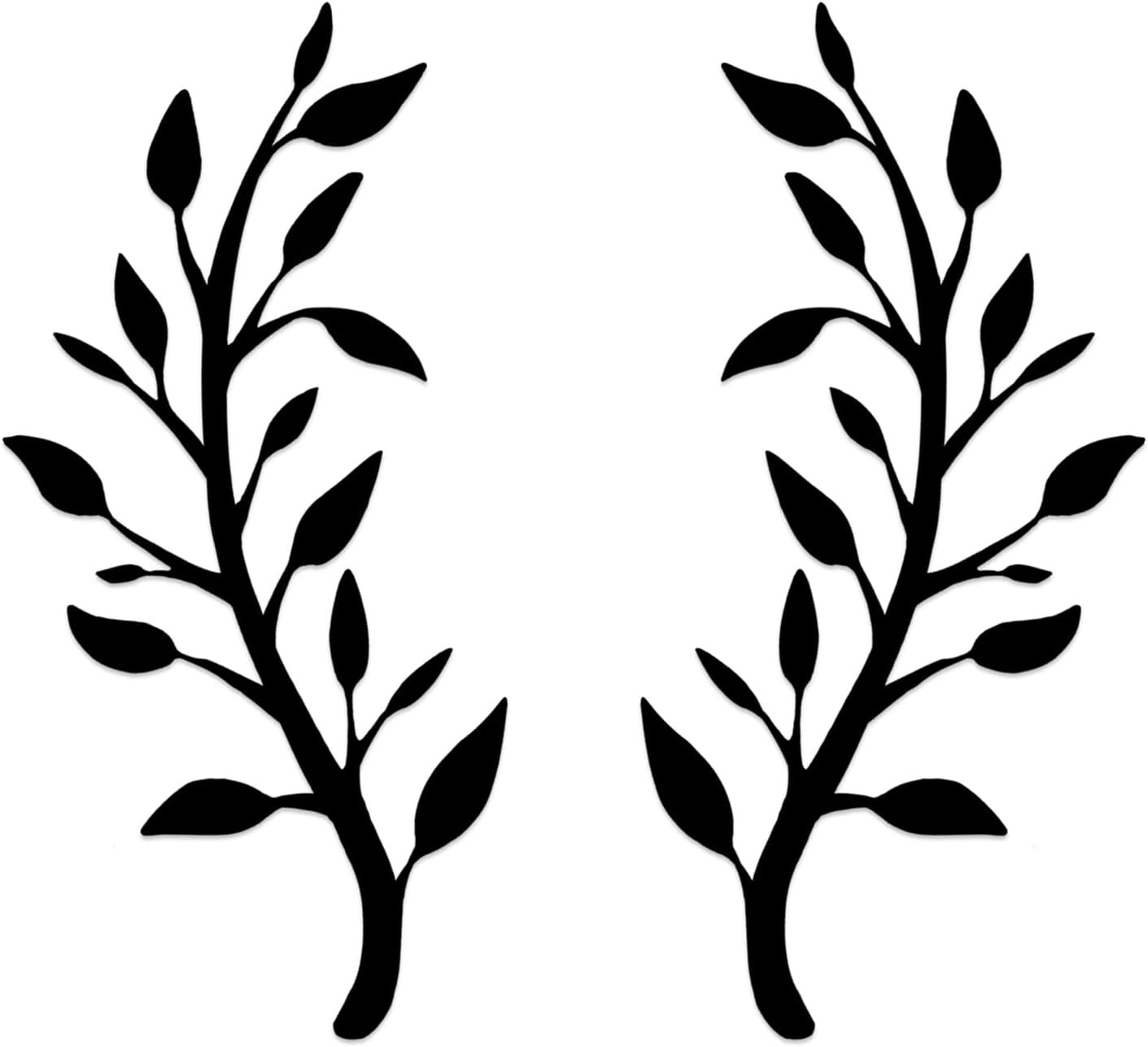 Yuzhuo 2 Pieces Metal Tree Leaf Wall Décor Branch Leaf Wall Art for Indoor Outdoor Garden Home Bedroom Living Room Decorations (Black)