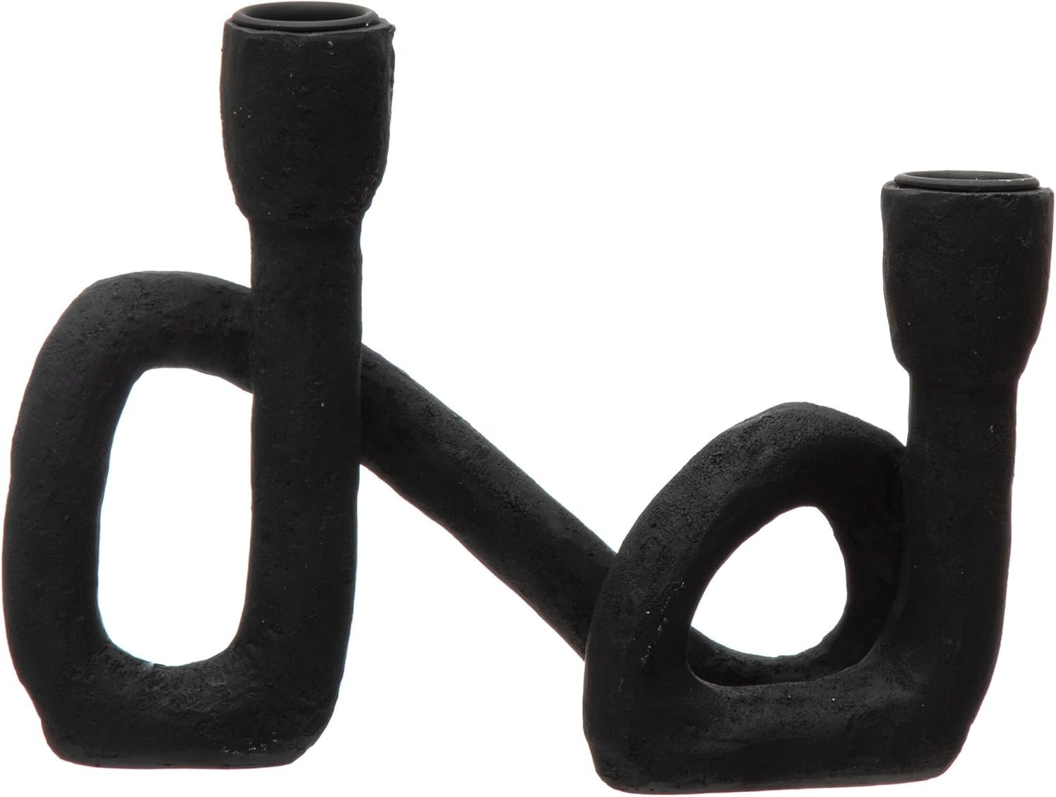 Bloomingville Decorative Resin Double Taper Candle Holder, Black
