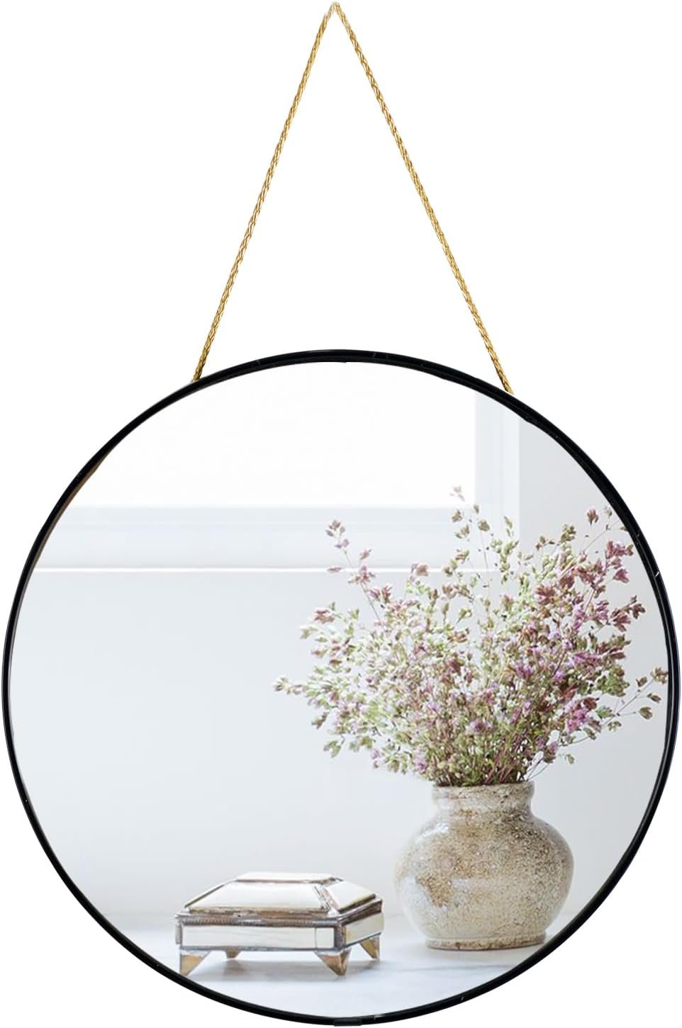 YCHMIR Small Round Wall Mirror,Bathroom Mirror (Black, 11.8 in.)