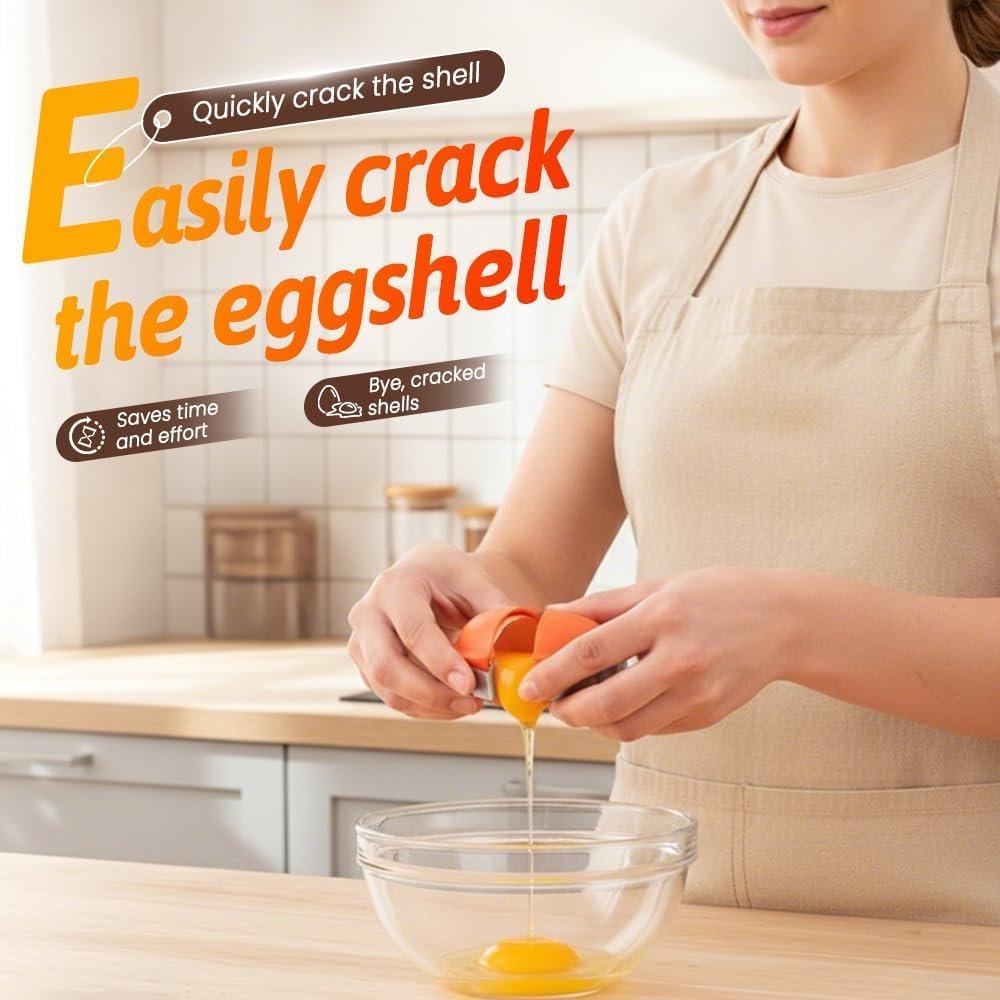 2026 New Egg Shell Opener, Stainless Steel Egg Cracker Tool, Multifunctional Egg Shell Opener for Raw & Hard-Boiled Eggs, Handheld Kitchen Gadget for Easy Peeling & Separating (Yellow, 1PCS)