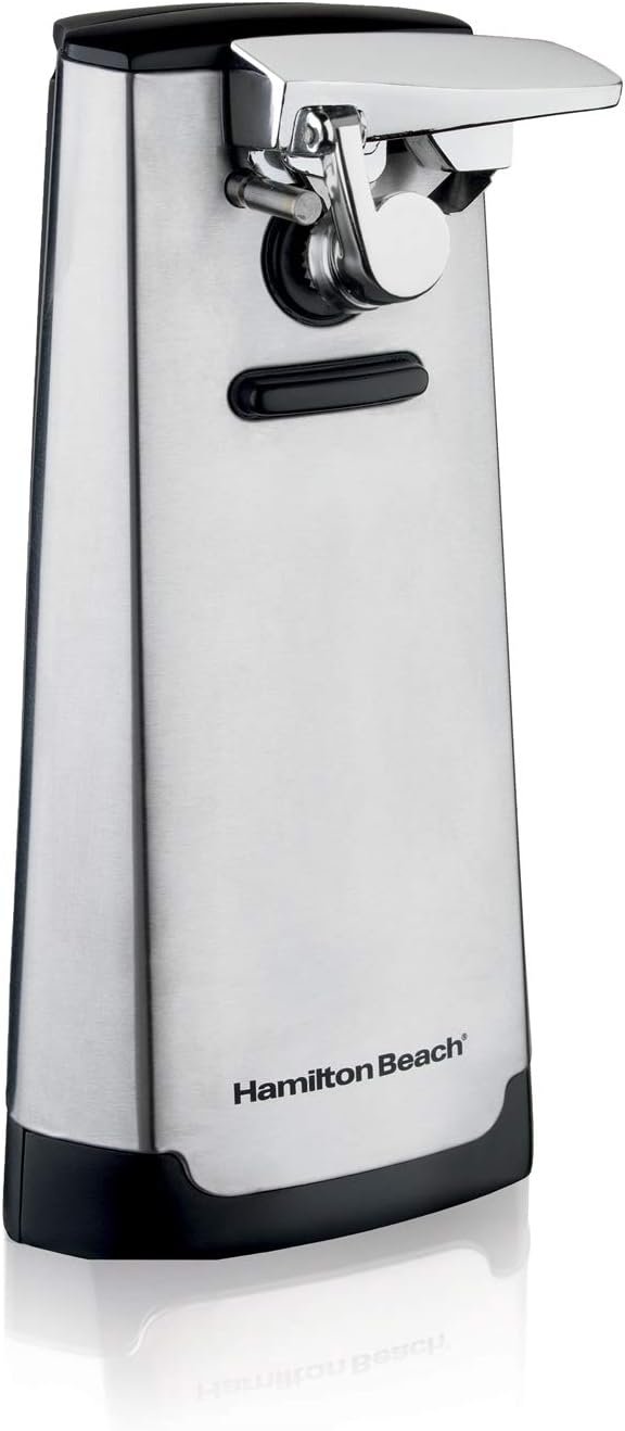 Hamilton Beach Extra-Tall Electric Can Opener Knife Sharpener | Easy-Clean Detachable Cutting Lever & Blade | Cord Storage | Automatic Shutoff | Brushed Stainless Steel | 76700G